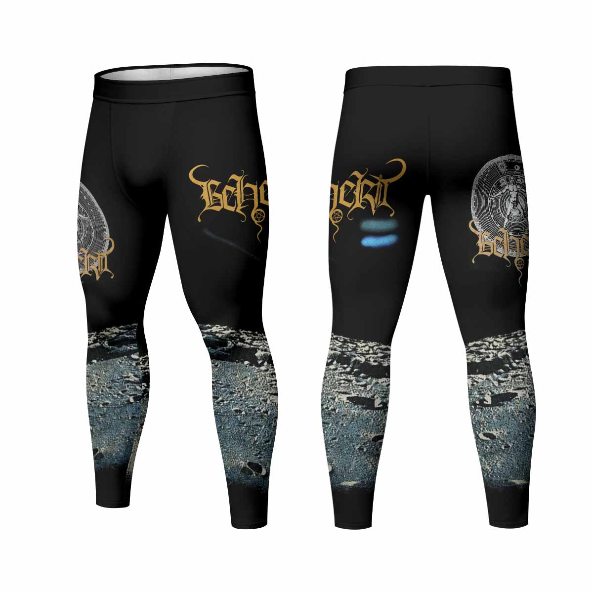 Beherit Drawing Down the Moon Men's Leggings - front and back view