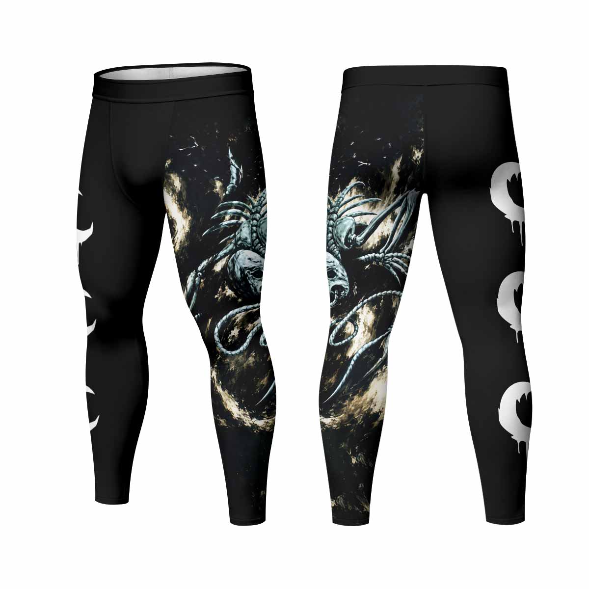 Leviathan A Silhouette in Splinters Men's Leggings - front and back view