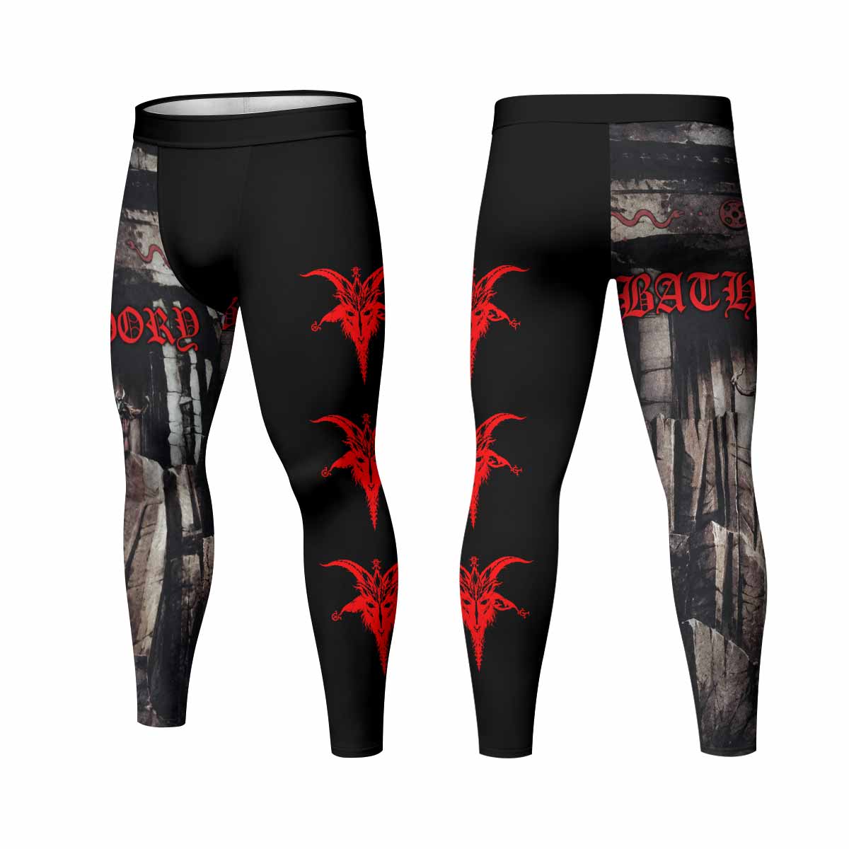 Bathory Under the Sign of the Black Mark Men's Leggings - front and back view
