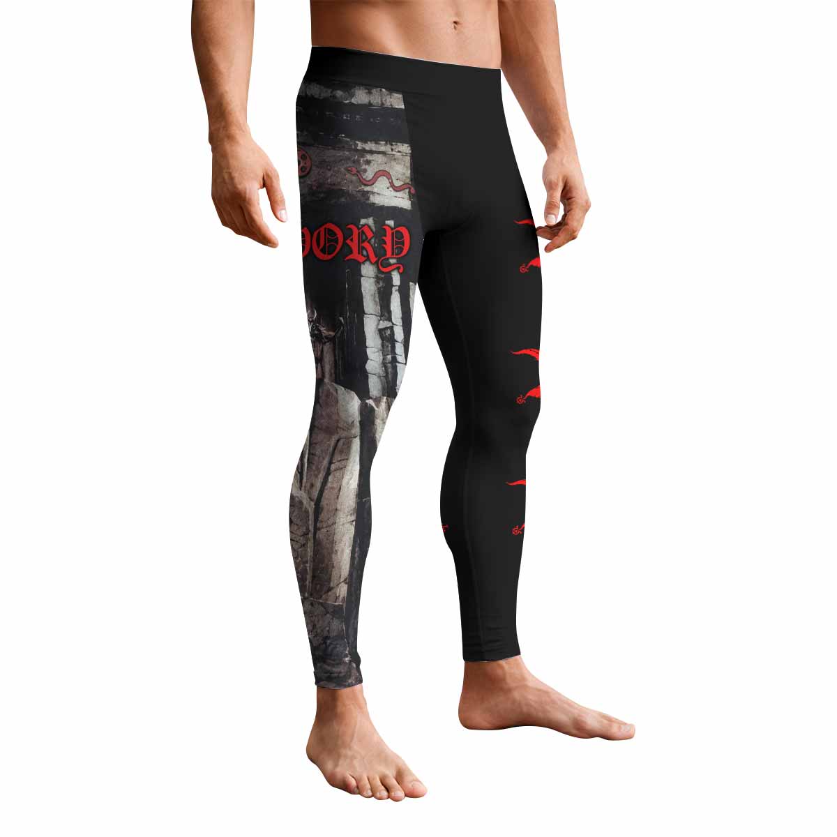 Bathory Under the Sign of the Black Mark Men's Leggings - front view mockup