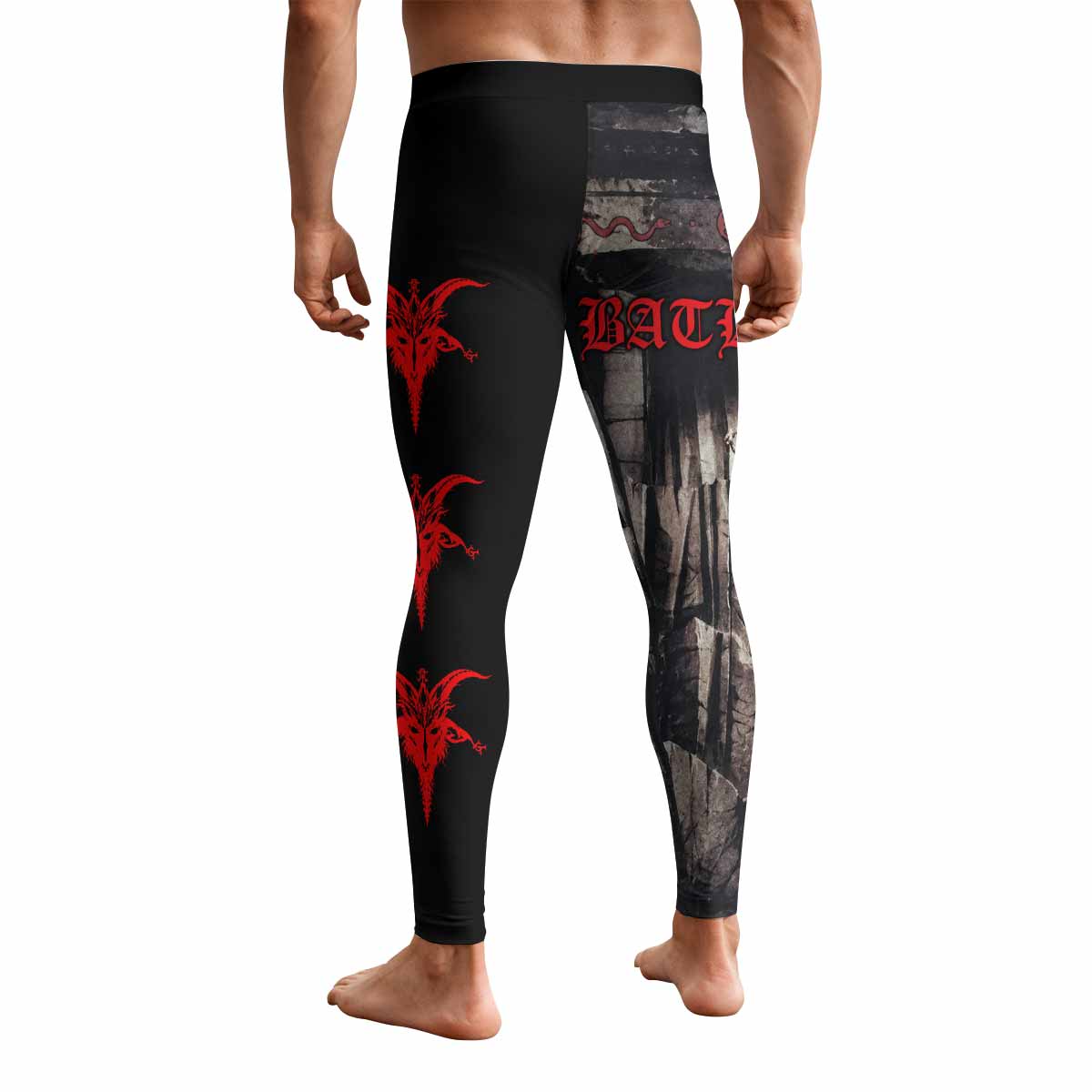 Bathory Under the Sign of the Black Mark Men's Leggings - back view mockup