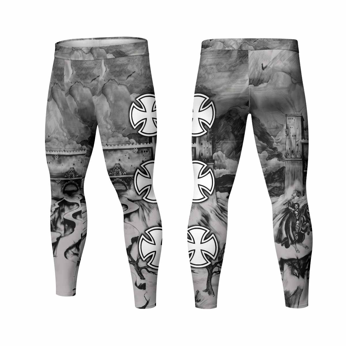 Satyricon Dark Medieval Times Men's Leggings - front and back view