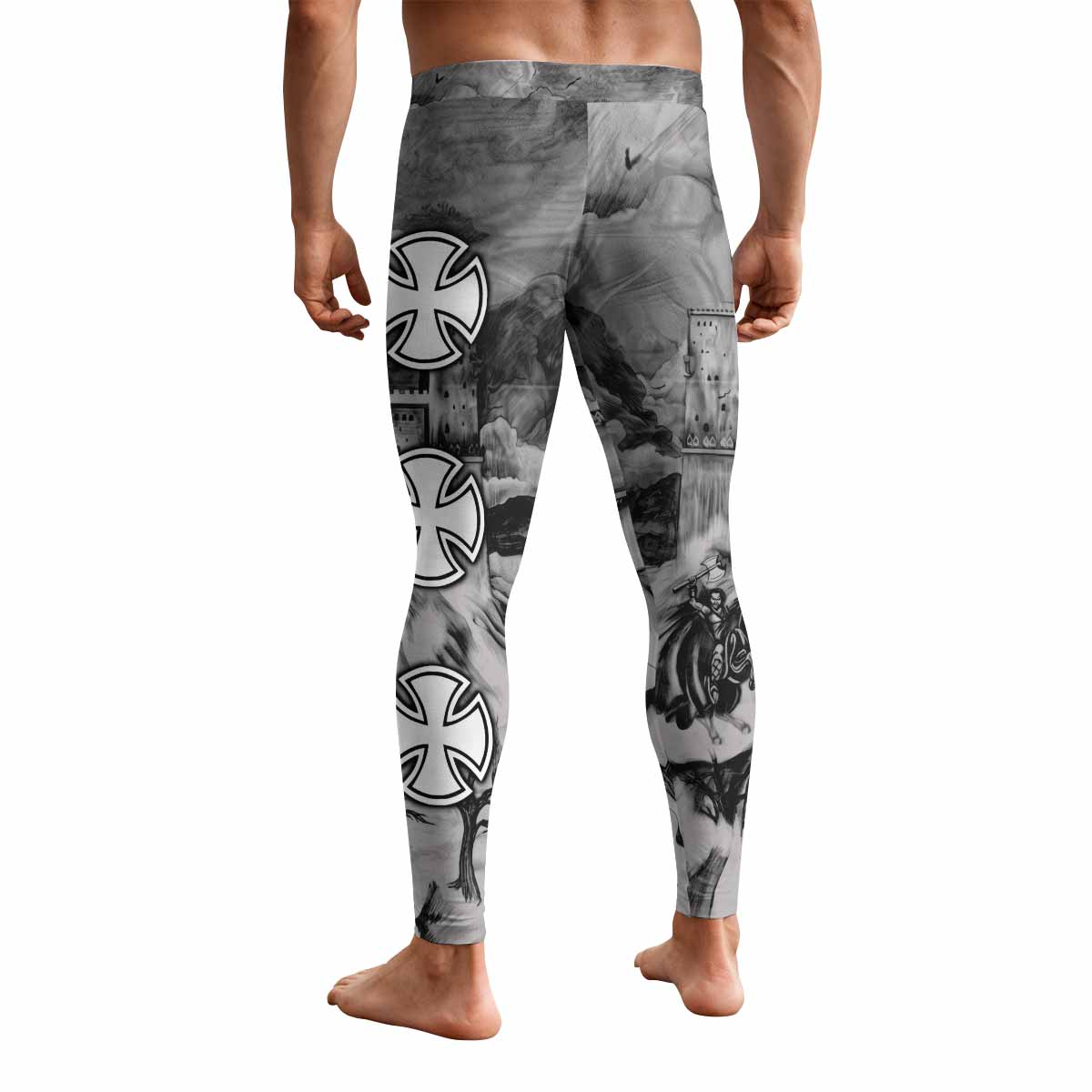 Satyricon Dark Medieval Times Men's Leggings - back view mockup