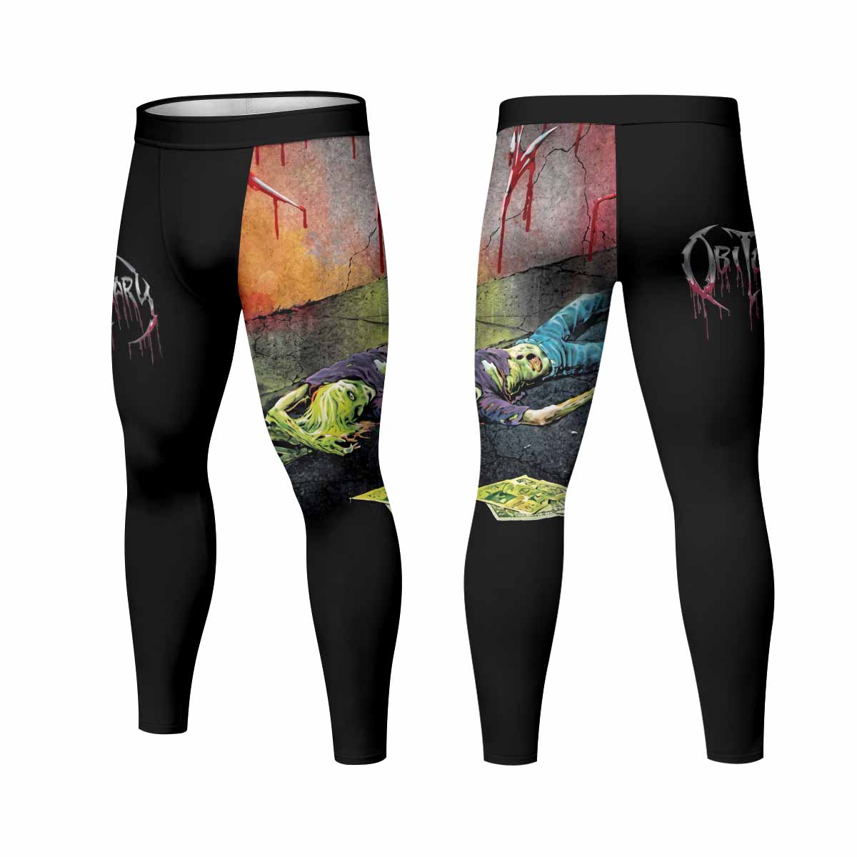 Obituary Slowly We Rot Men's Leggings - front and back view