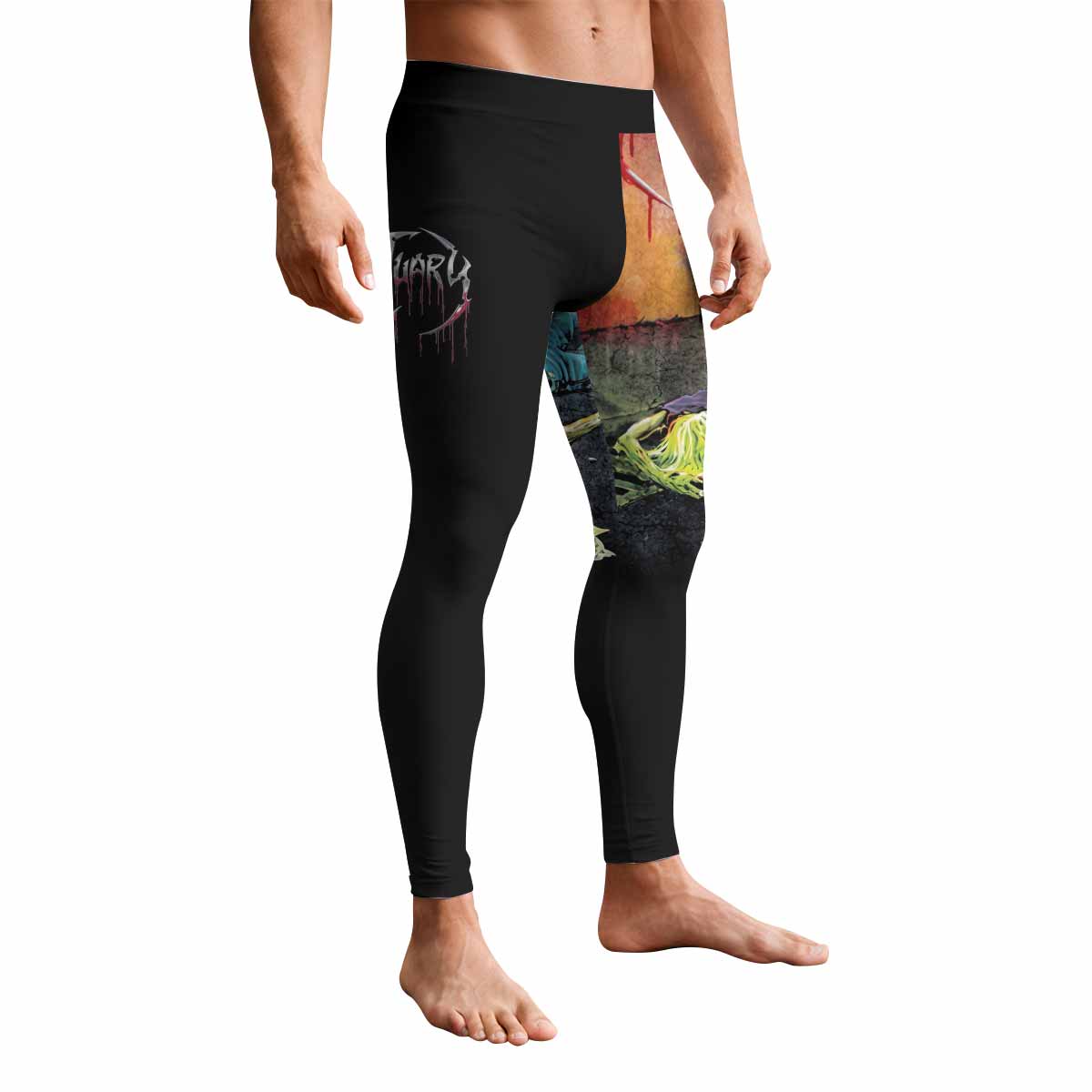 Obituary Slowly We Rot Men's Leggings - front view mockup