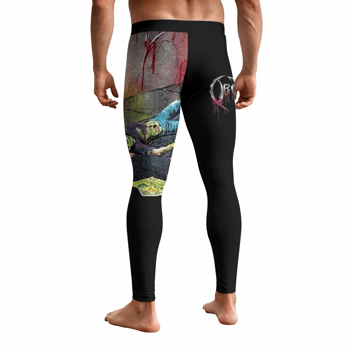 Obituary Slowly We Rot Men's Leggings - back view mockup