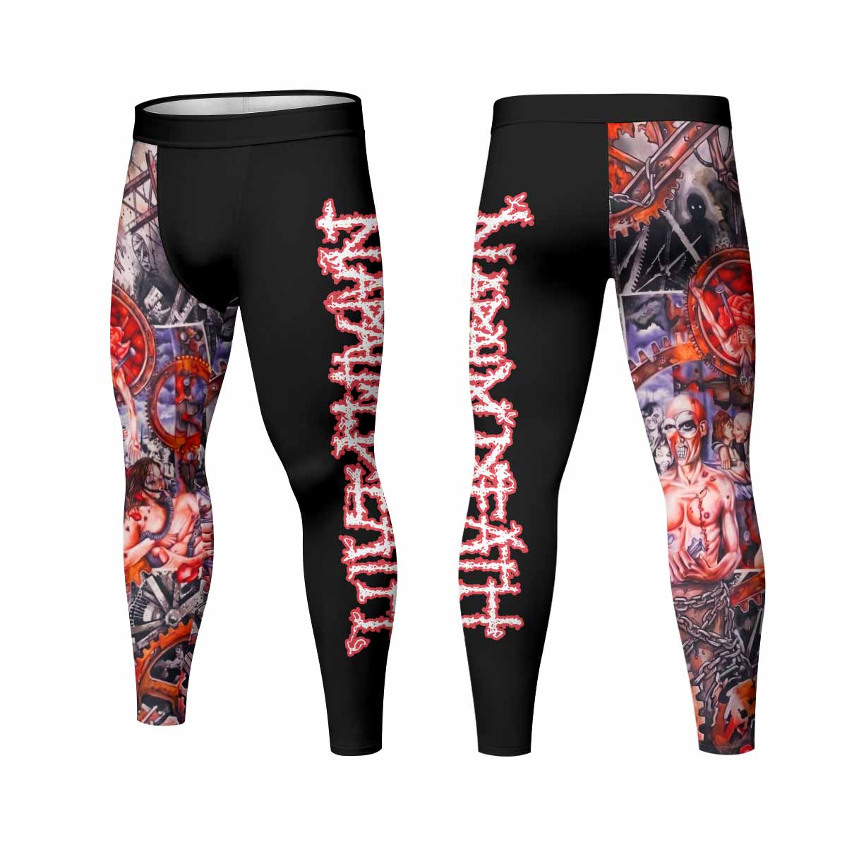 Napalm Death Utopia Banished Men's Leggings - front and back view