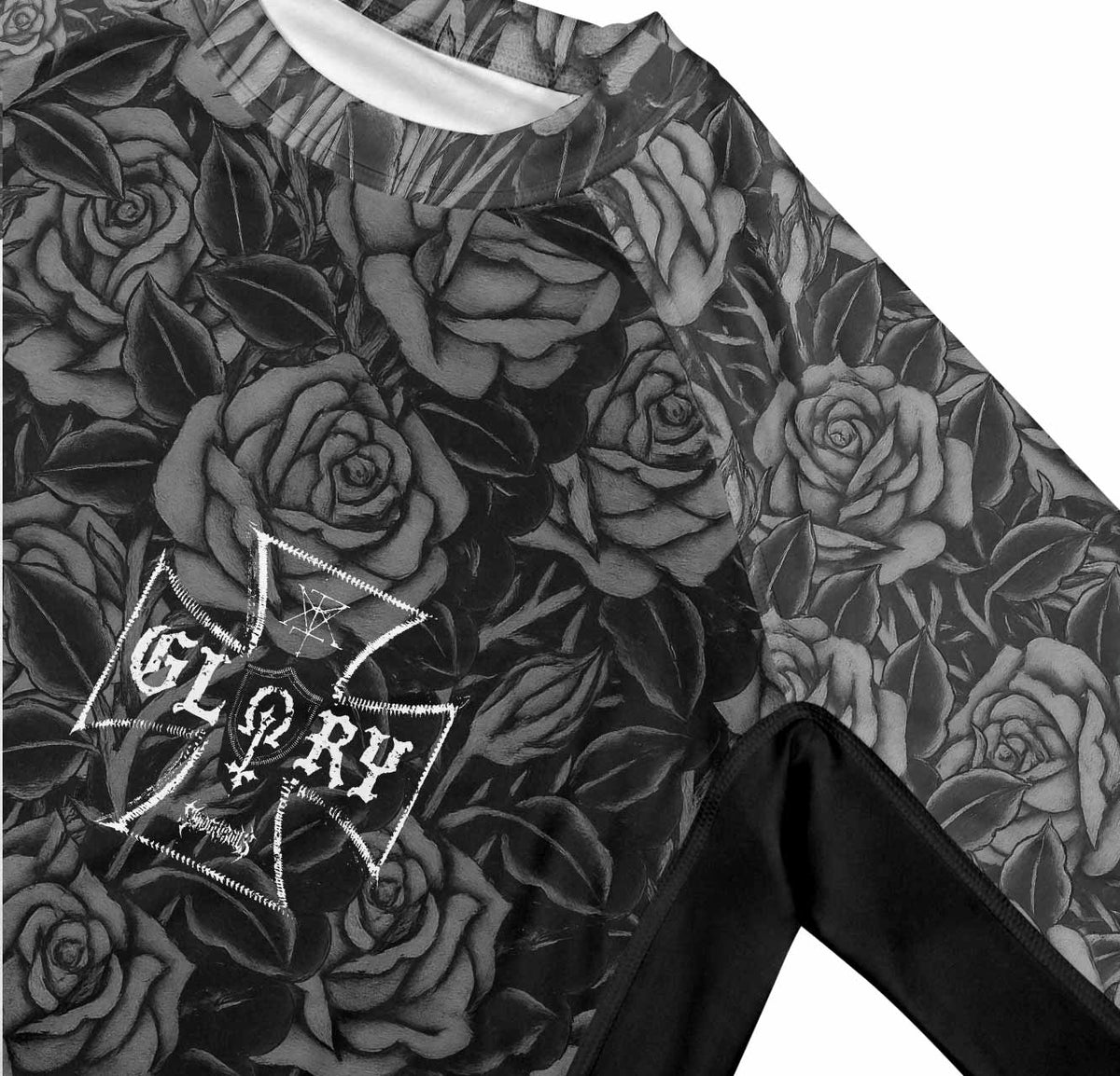 Black Rose Madonna Premium Rash Guard Long Sleeve - mockup