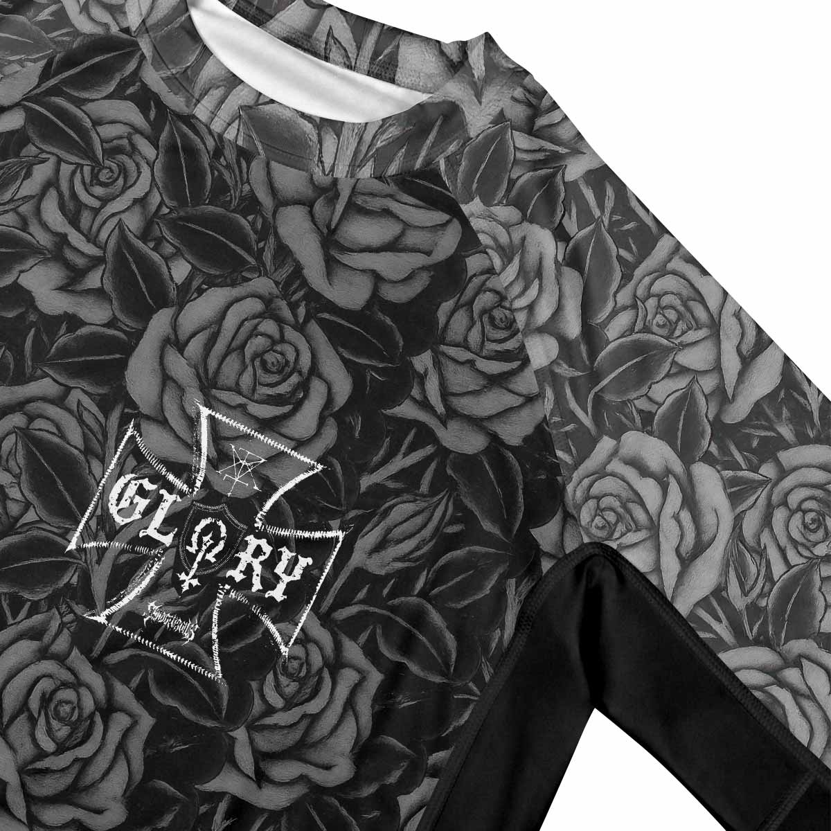Black Rose Madonna Premium Rash Guard Short Sleeve - mockup