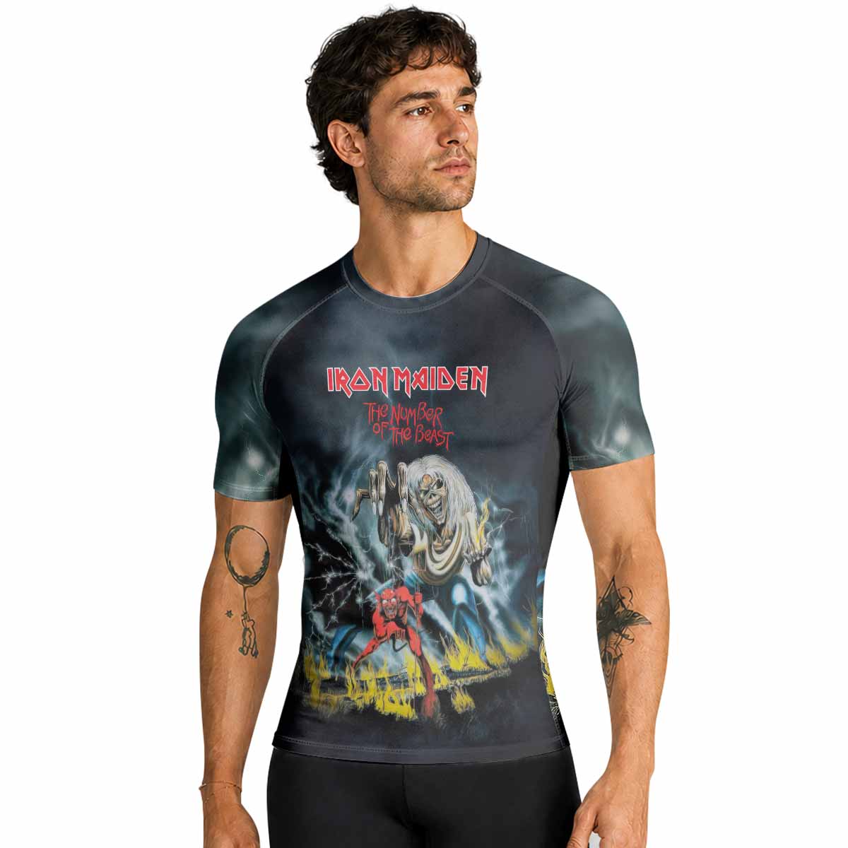 Iron Maiden Eternal Beast Premium Rash Guard Short Sleeve - men lifestyle view