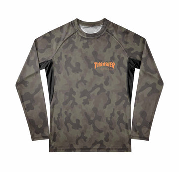 Thrasher Camo Premium Rash Guard Long Sleeve - front view mockup