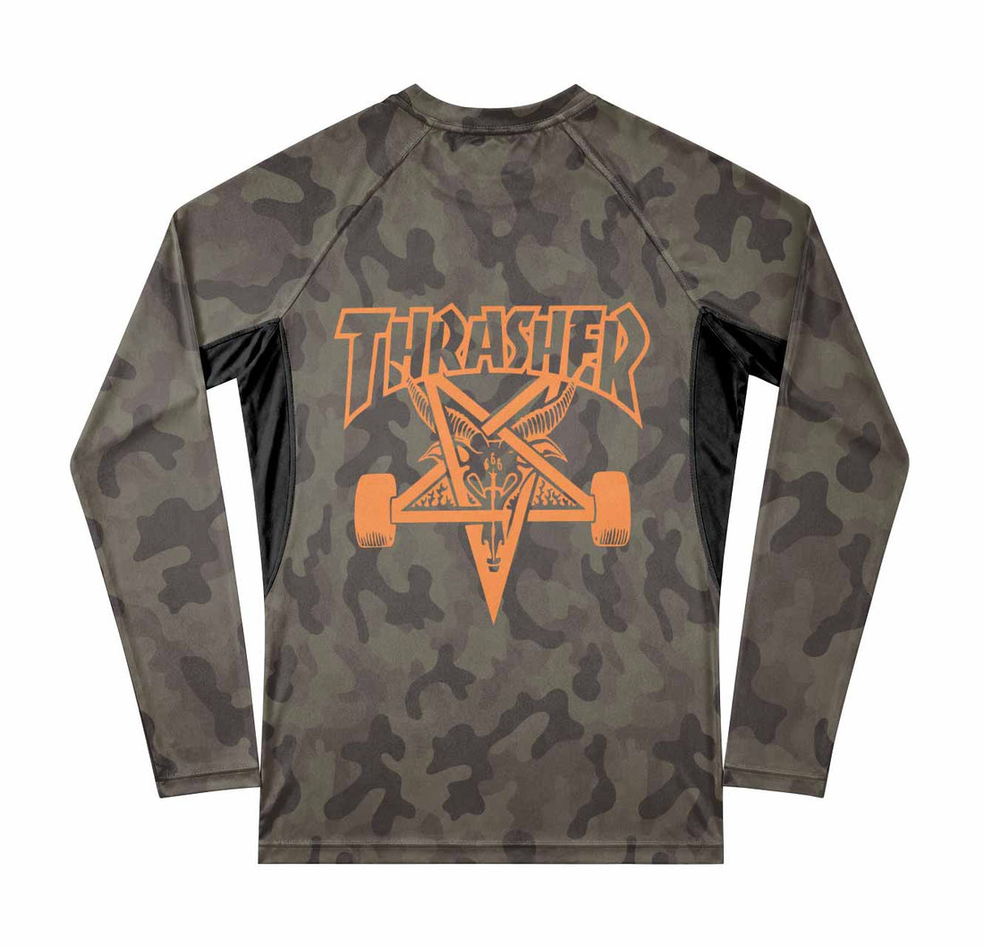 Thrasher Camo Premium Rash Guard Long Sleeve - front view mockup
