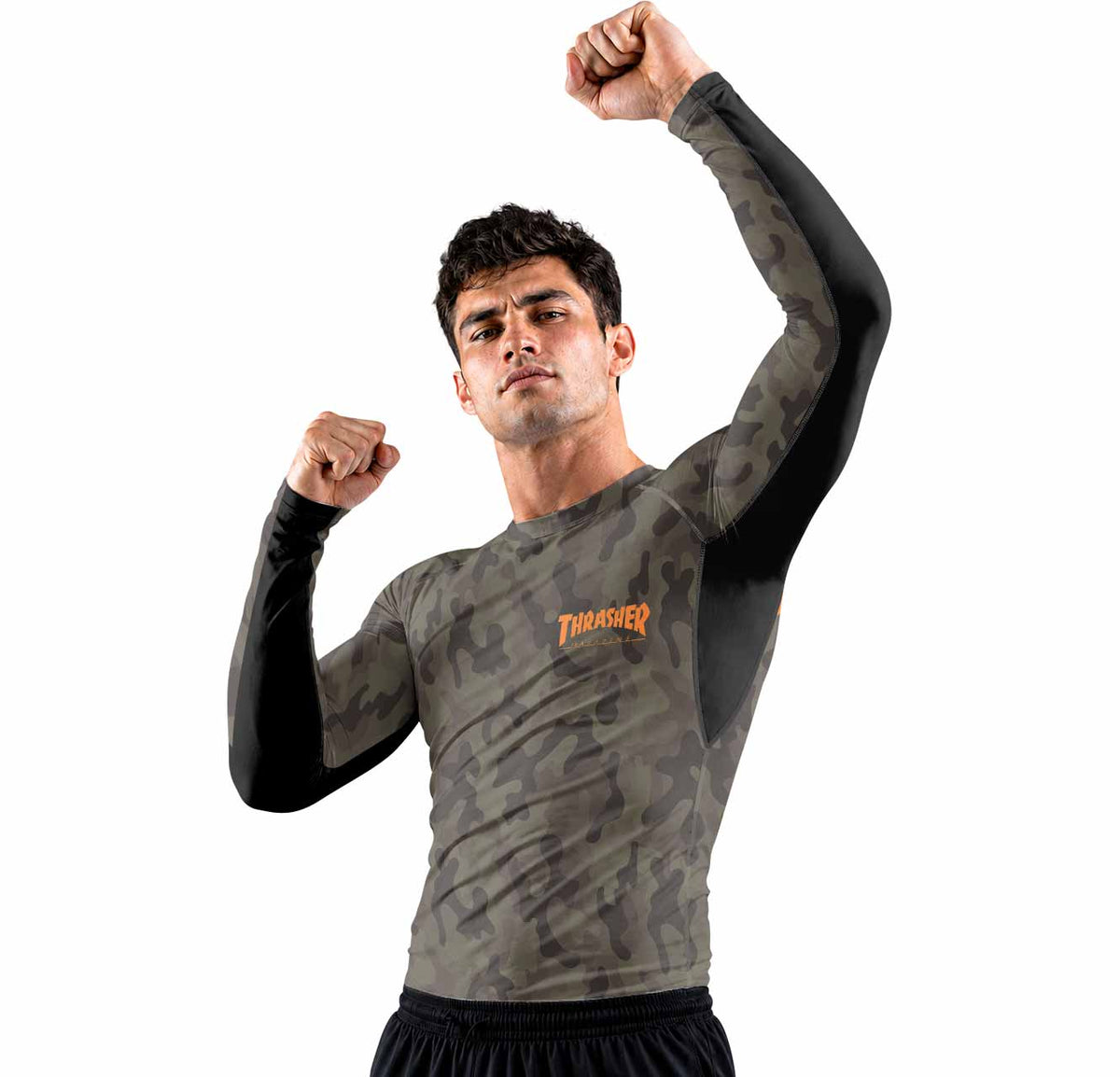 Thrasher Camo Premium Rash Guard Long Sleeve - men lifestyle view
