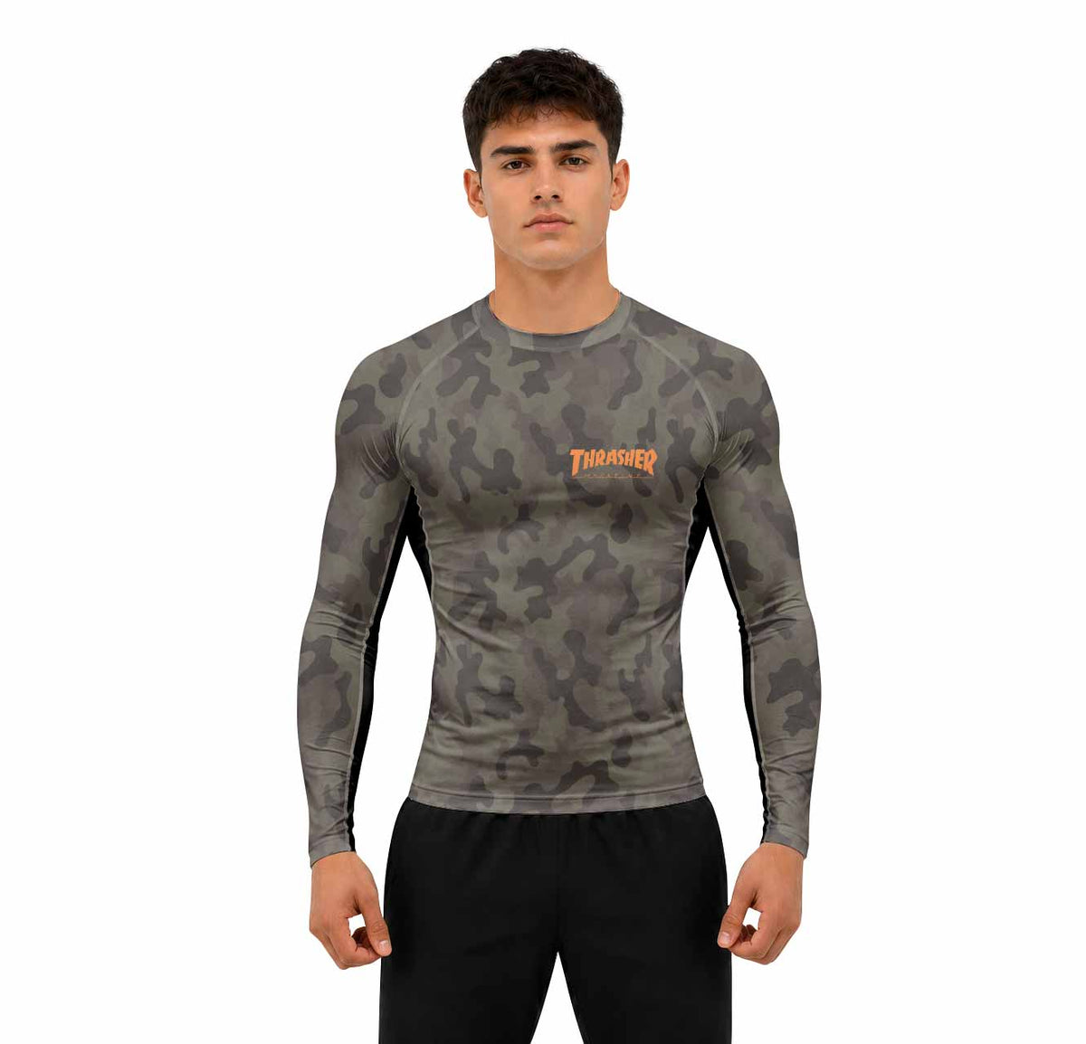 Thrasher Camo Premium Rash Guard Long Sleeve - men lifestyle view