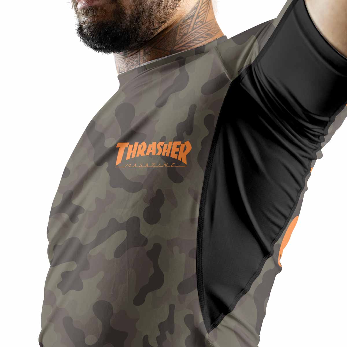 Thrasher Camo Premium Rash Guard Short Sleeve - men lifestyle view
