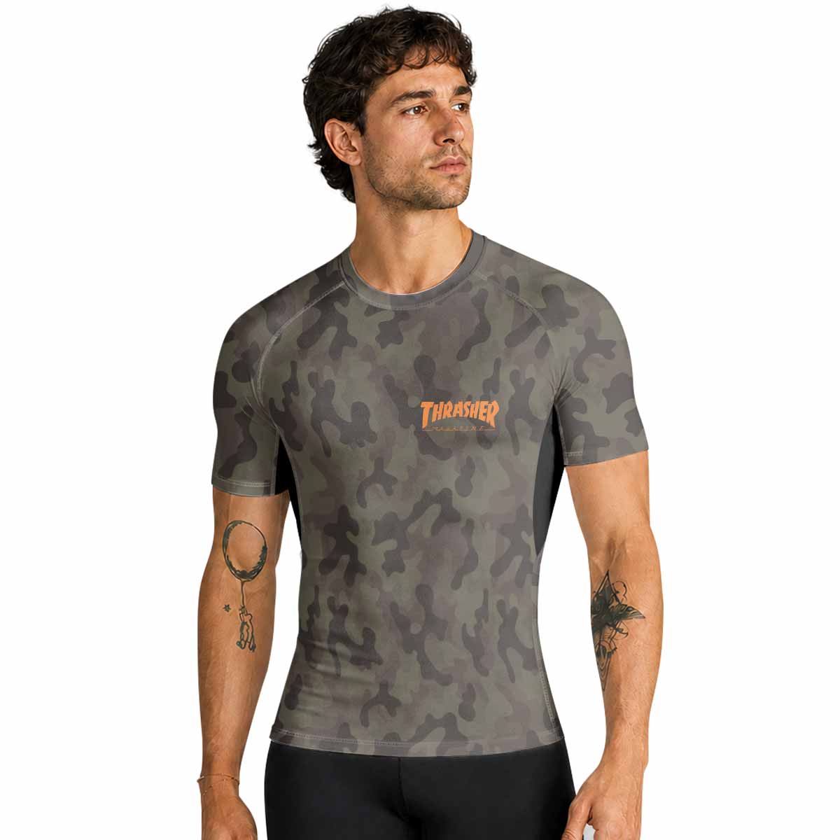 Thrasher Camo Premium Rash Guard Short Sleeve - men lifestyle view