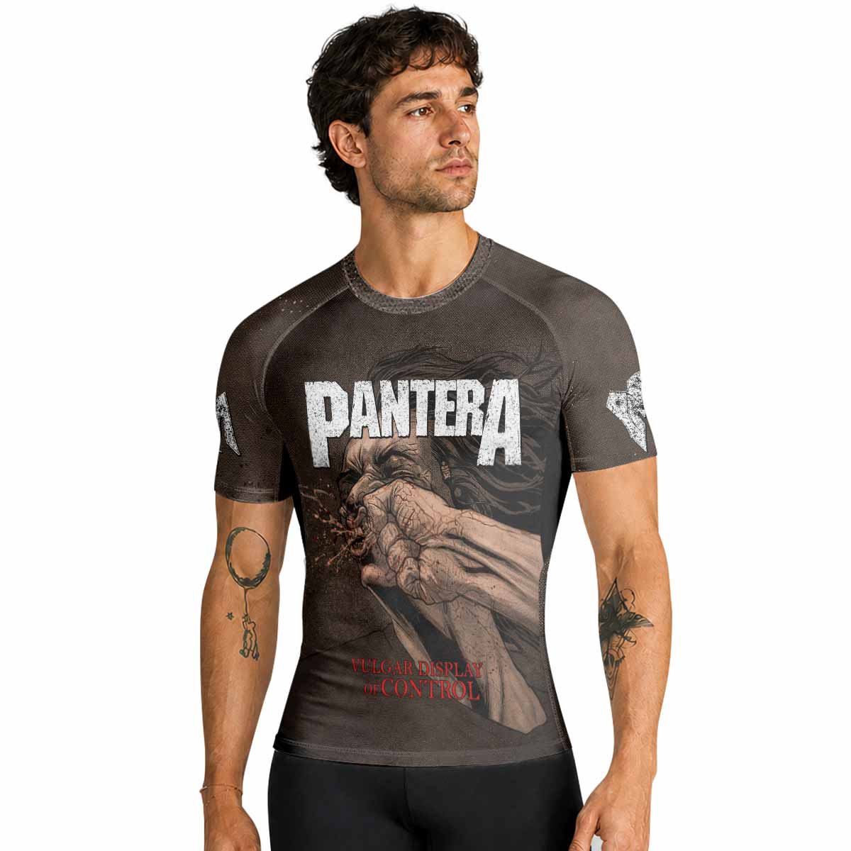 Pantera Vulgar Display Of Control Premium Rash Guard Short Sleeve - men lifestyle view