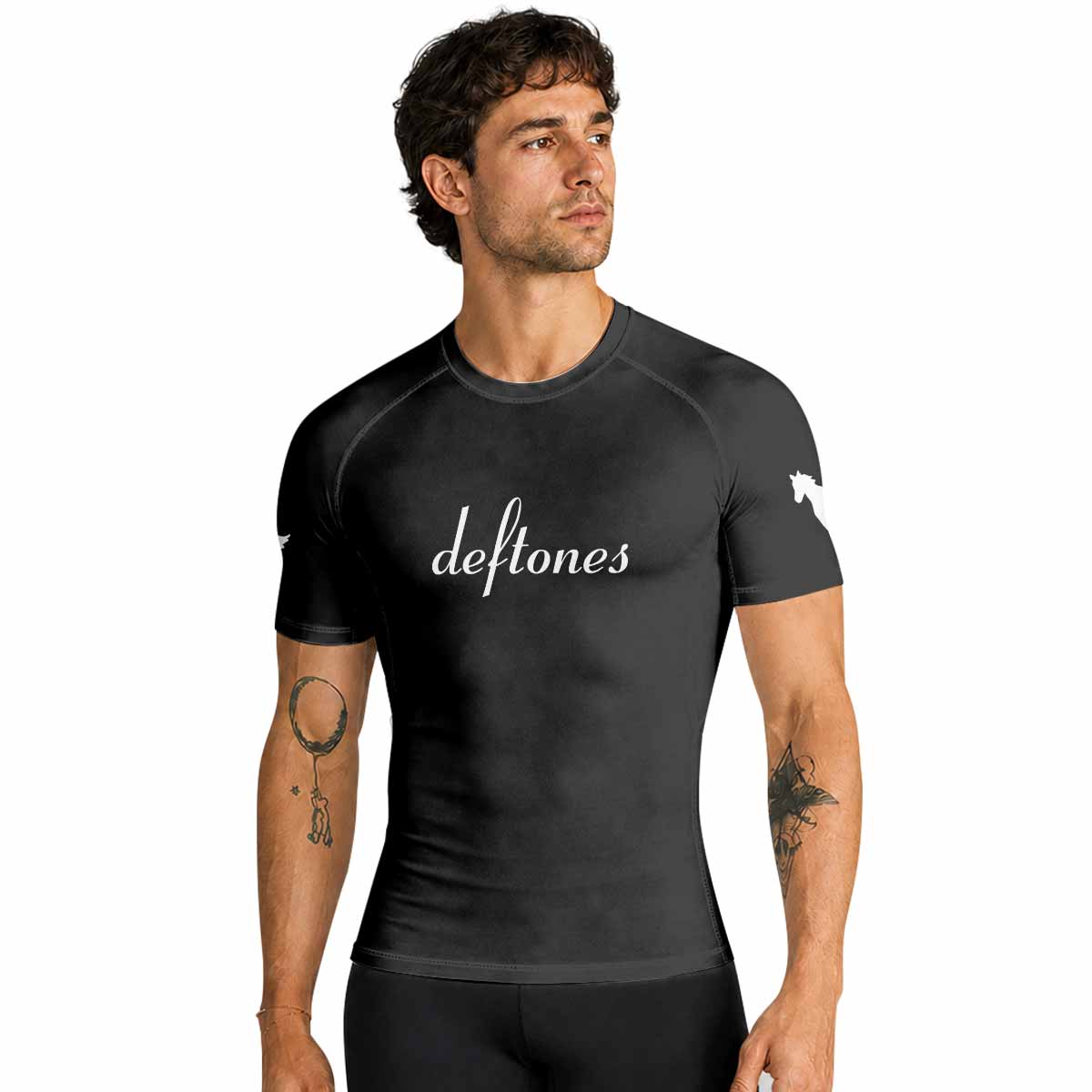 Deftones Cigarette Vintage Premium Rash Guard Short Sleeve - men lifestyle view