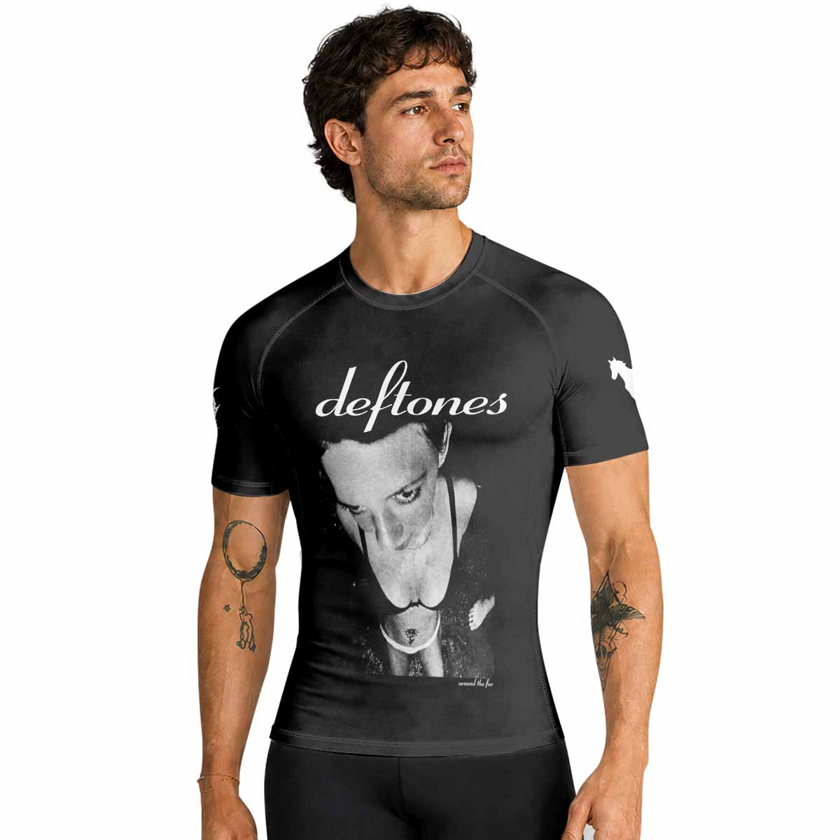 Deftones Around the Fur Premium Rash Guard Short Sleeve - men lifestyle view
