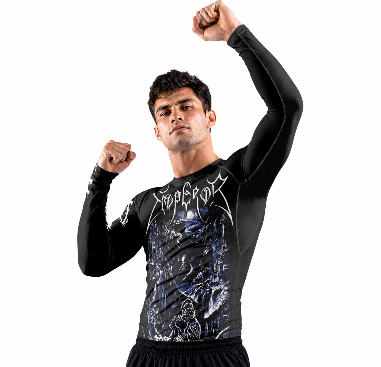 Emperor In the Nightside Eclipse Men's Premium Rash Guard Long Sleeve - lifestyle view