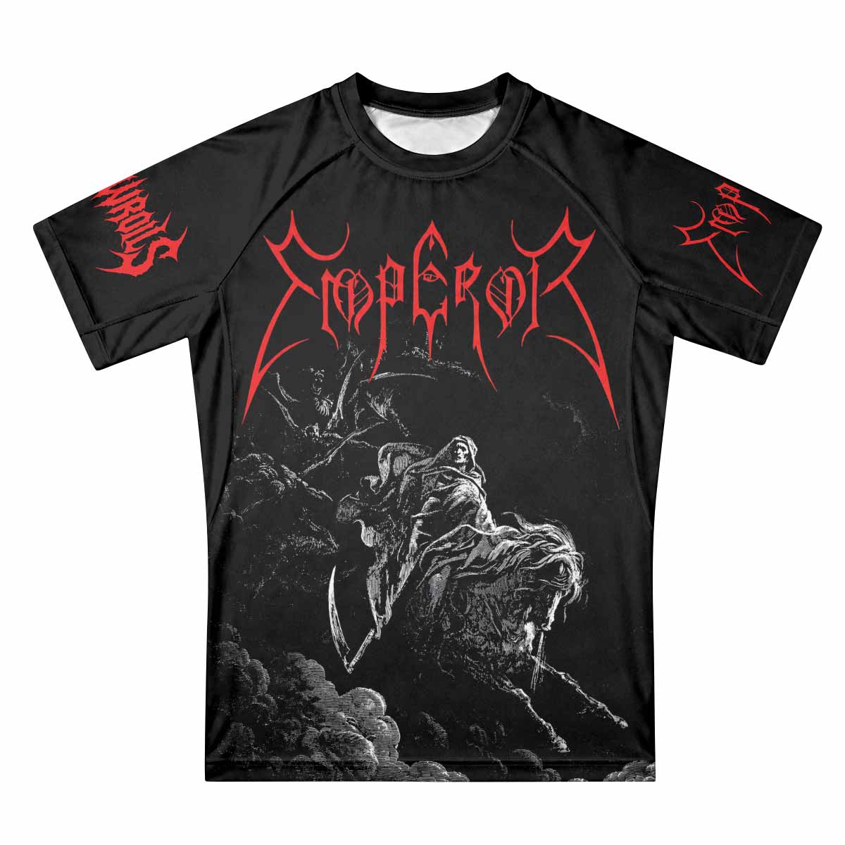 Emperor Wrath of the Tyrant Men's Premium Rash Guard Short Sleeve - front view mockup