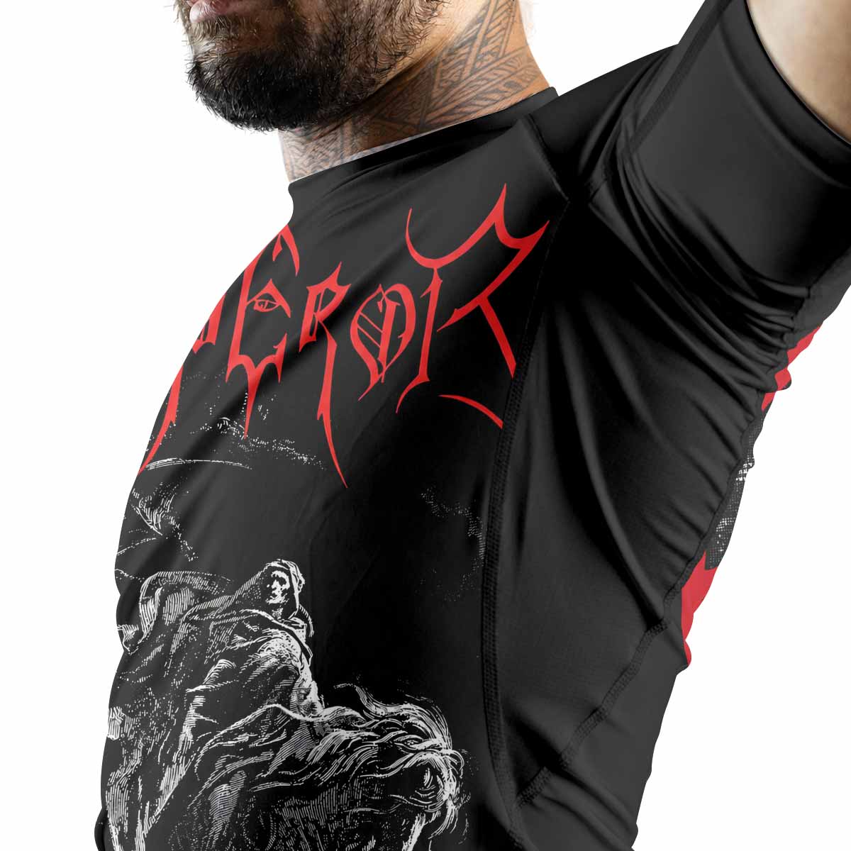 Emperor Wrath of the Tyrant Men's Premium Rash Guard Short Sleeve - lifestyle view
