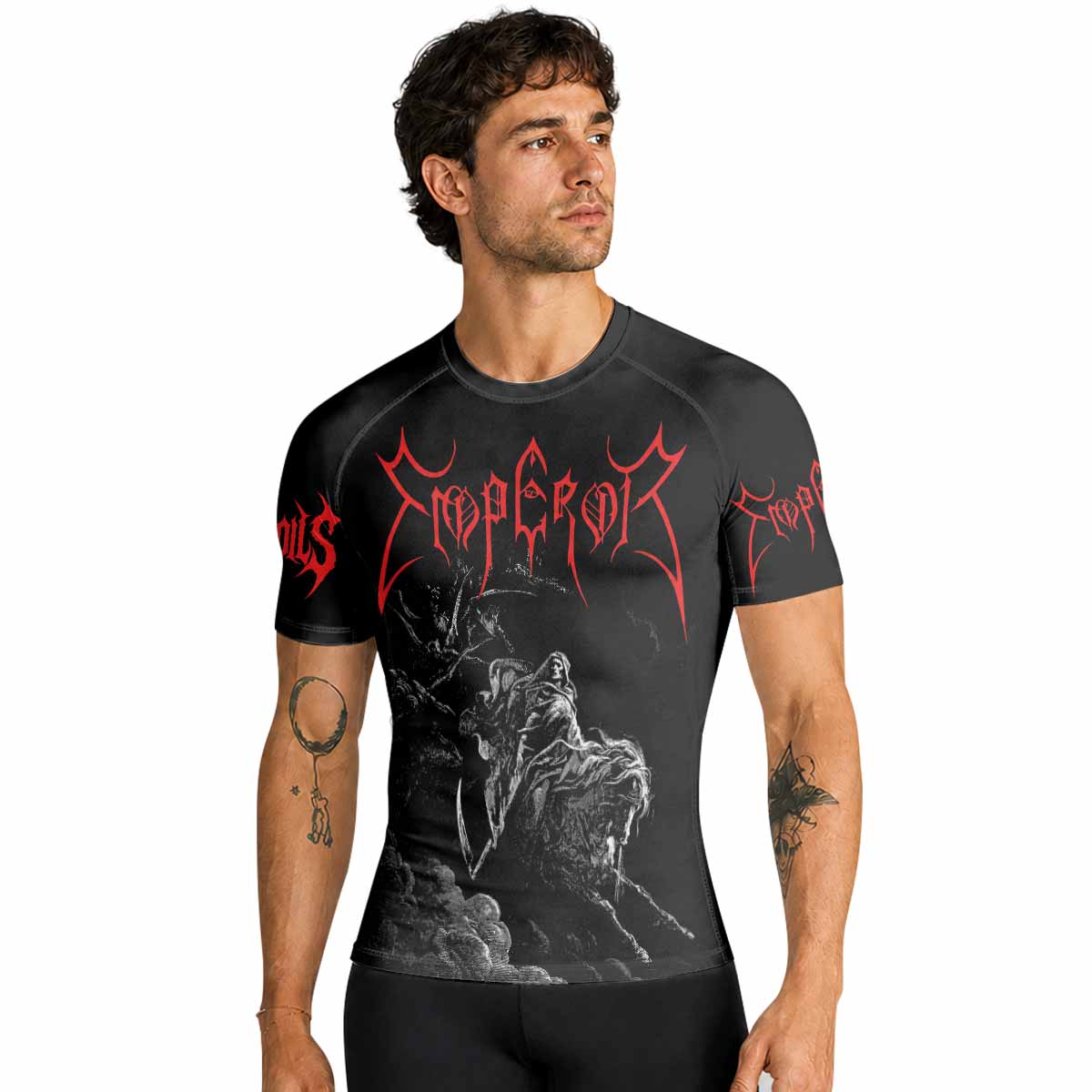 Emperor Wrath of the Tyrant Men's Premium Rash Guard Short Sleeve - lifestyle view