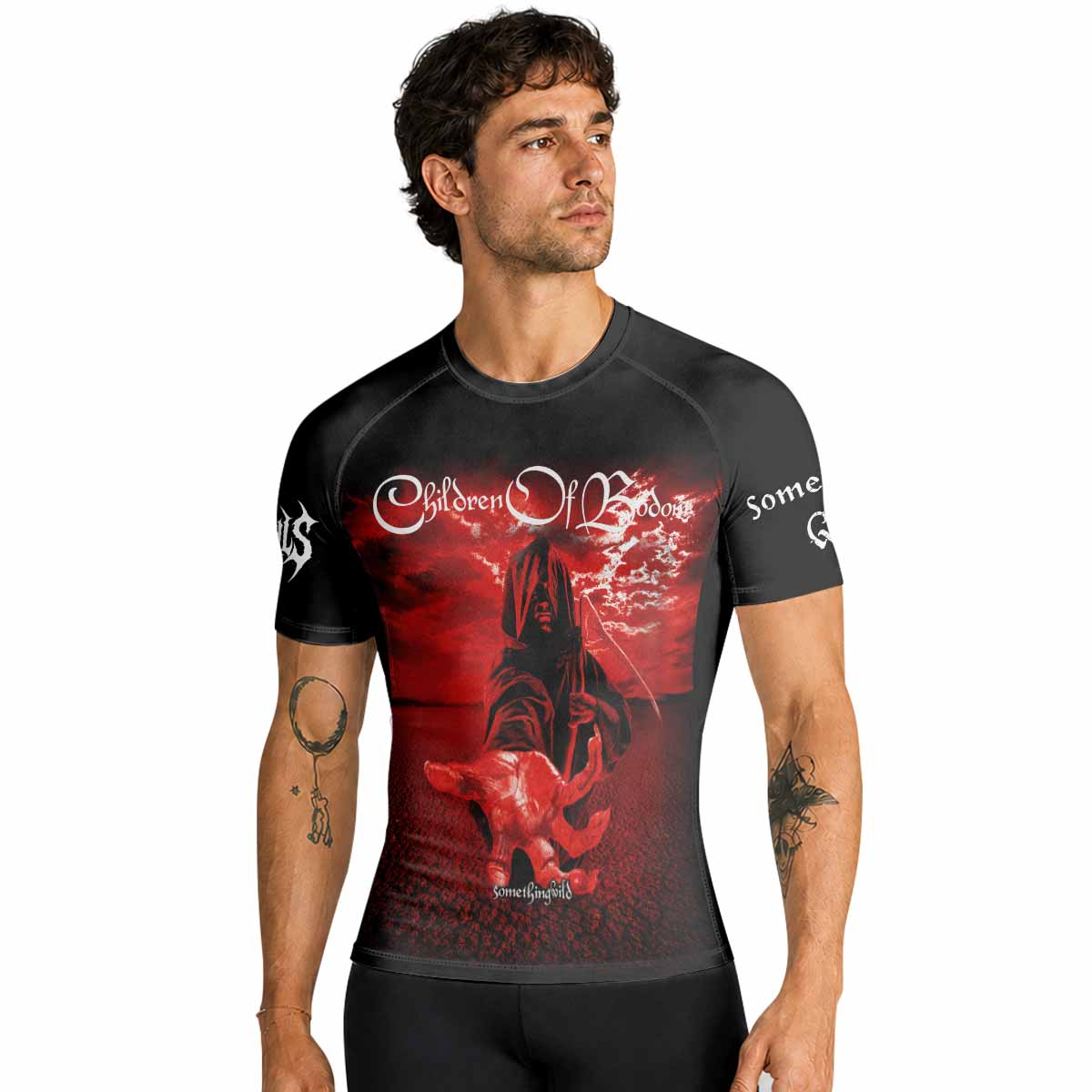 Children of Bodom Something Wild Men's Premium Rash Guard Short Sleeve - lifestyle view