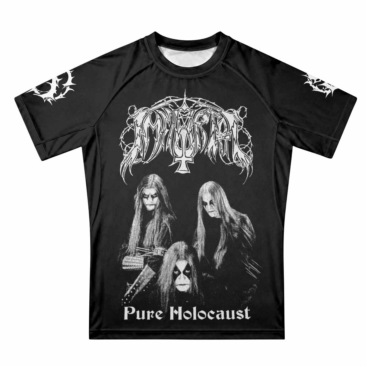Immortal Pure Holocaust Men's Premium Rash Guard Short Sleeve - front view mockup