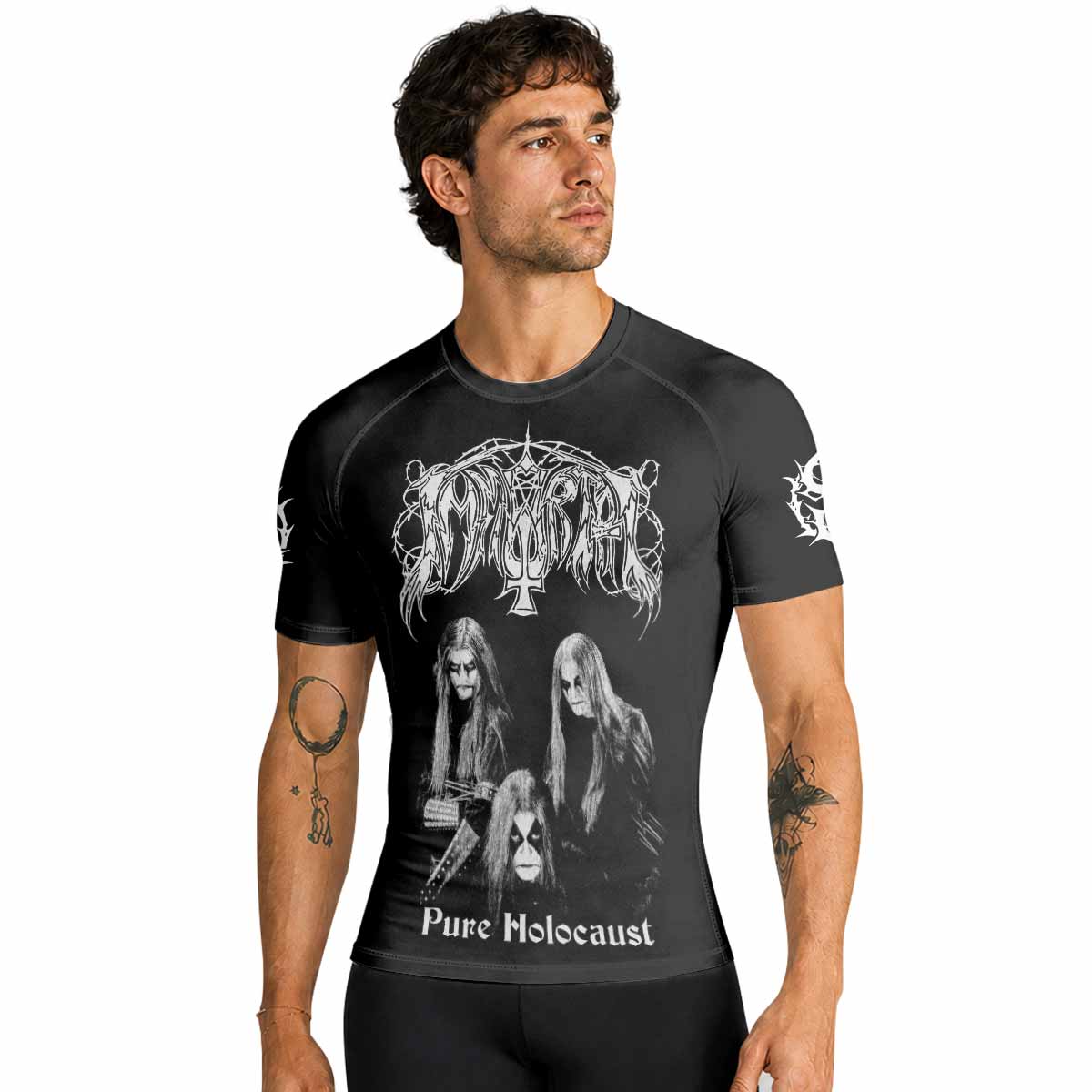 Immortal Pure Holocaust Men's Premium Rash Guard Short Sleeve - lifestyle view