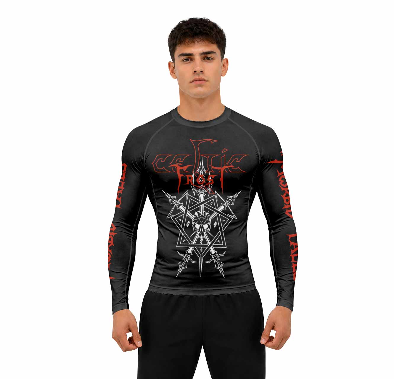 Celtic Frost Morbid Tales Sigil Men's Premium Rash Guard Long Sleeve - lifestyle view