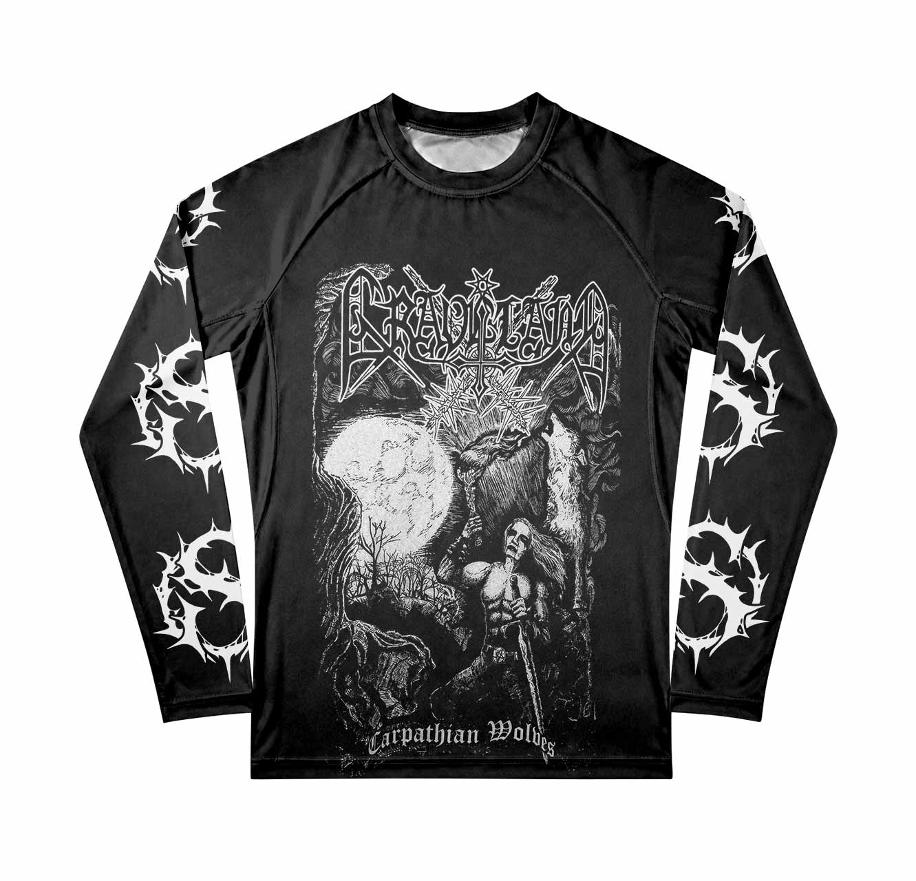 Graveland Carpathian Wolves Men's Premium Rash Guard Long Sleeve - front view mockup