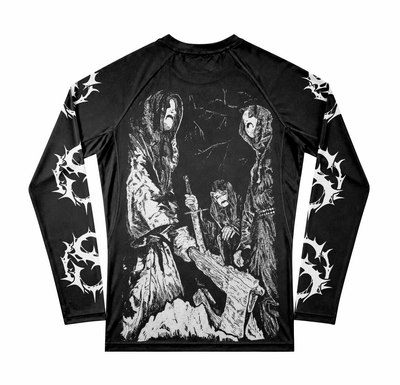 Graveland Carpathian Wolves Men's Premium Rash Guard Long Sleeve - back view mockup