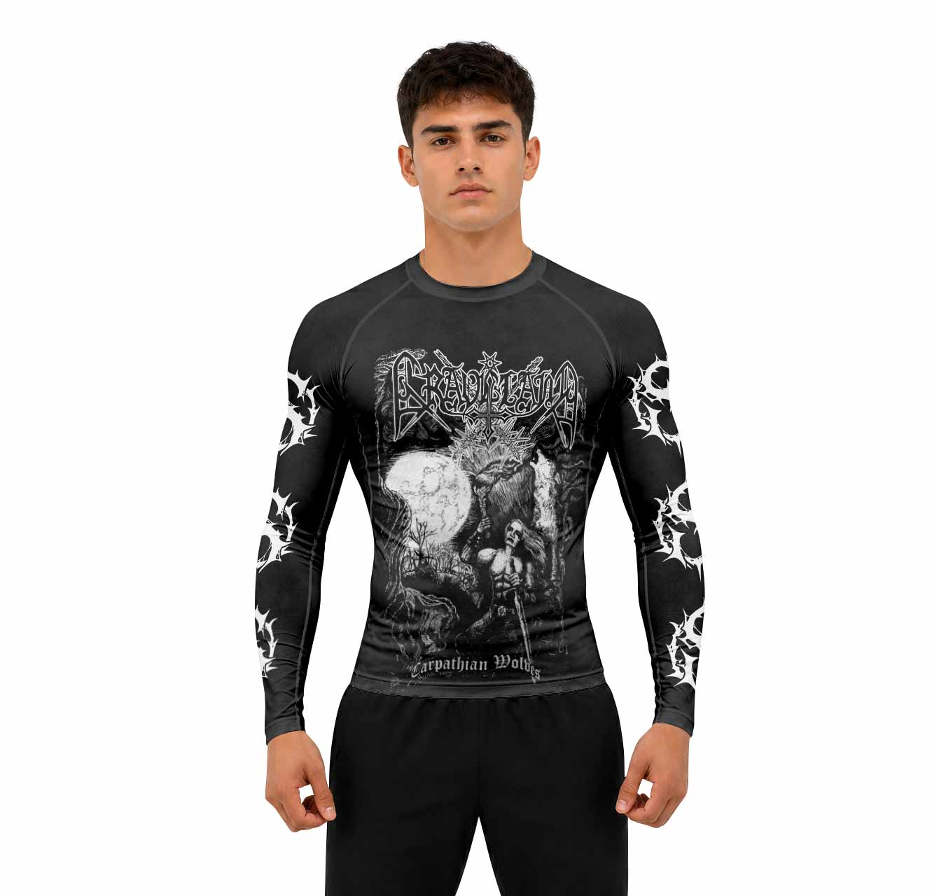 Graveland Carpathian Wolves Men's Premium Rash Guard Long Sleeve - lifestyle view