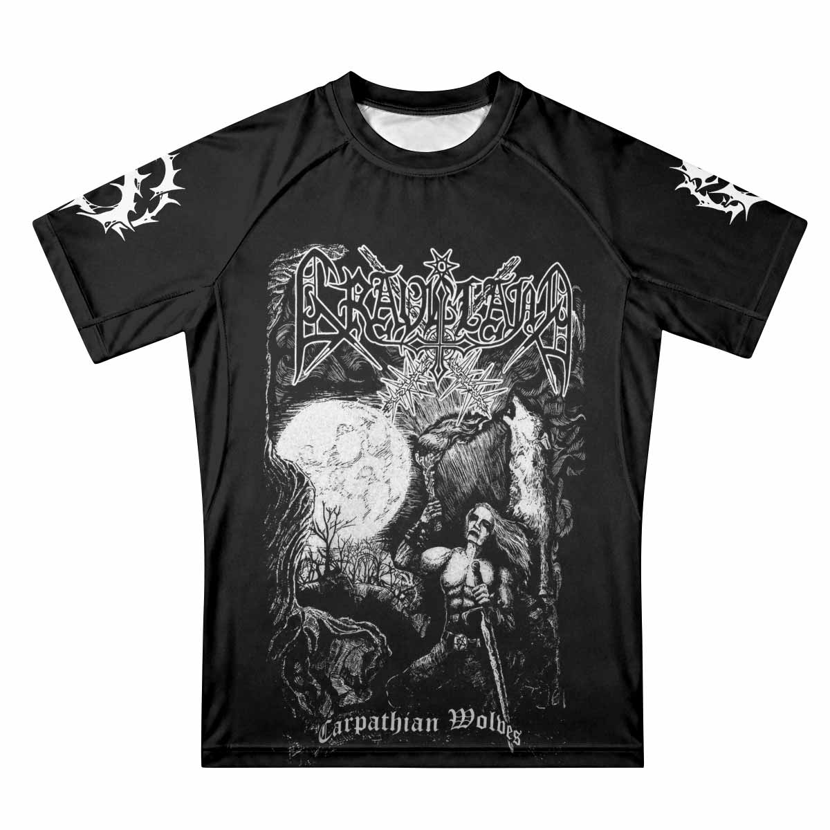 Graveland Carpathian Wolves Men's Premium Rash Guard Short Sleeve - front view mockup