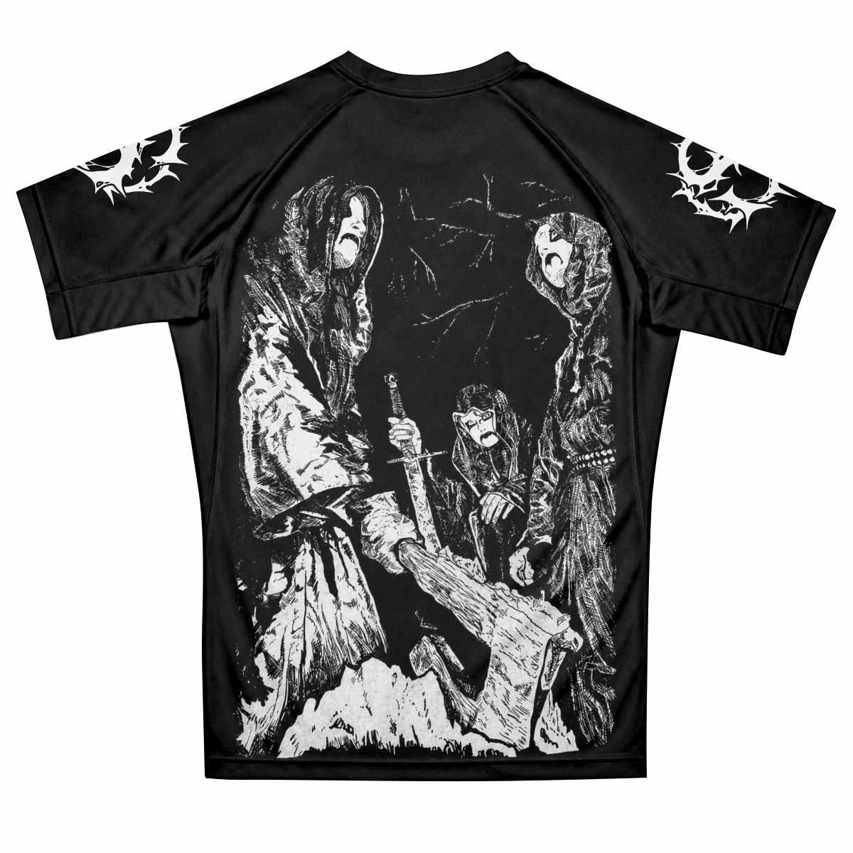 Graveland Carpathian Wolves Men's Premium Rash Guard Short Sleeve - back view mockup