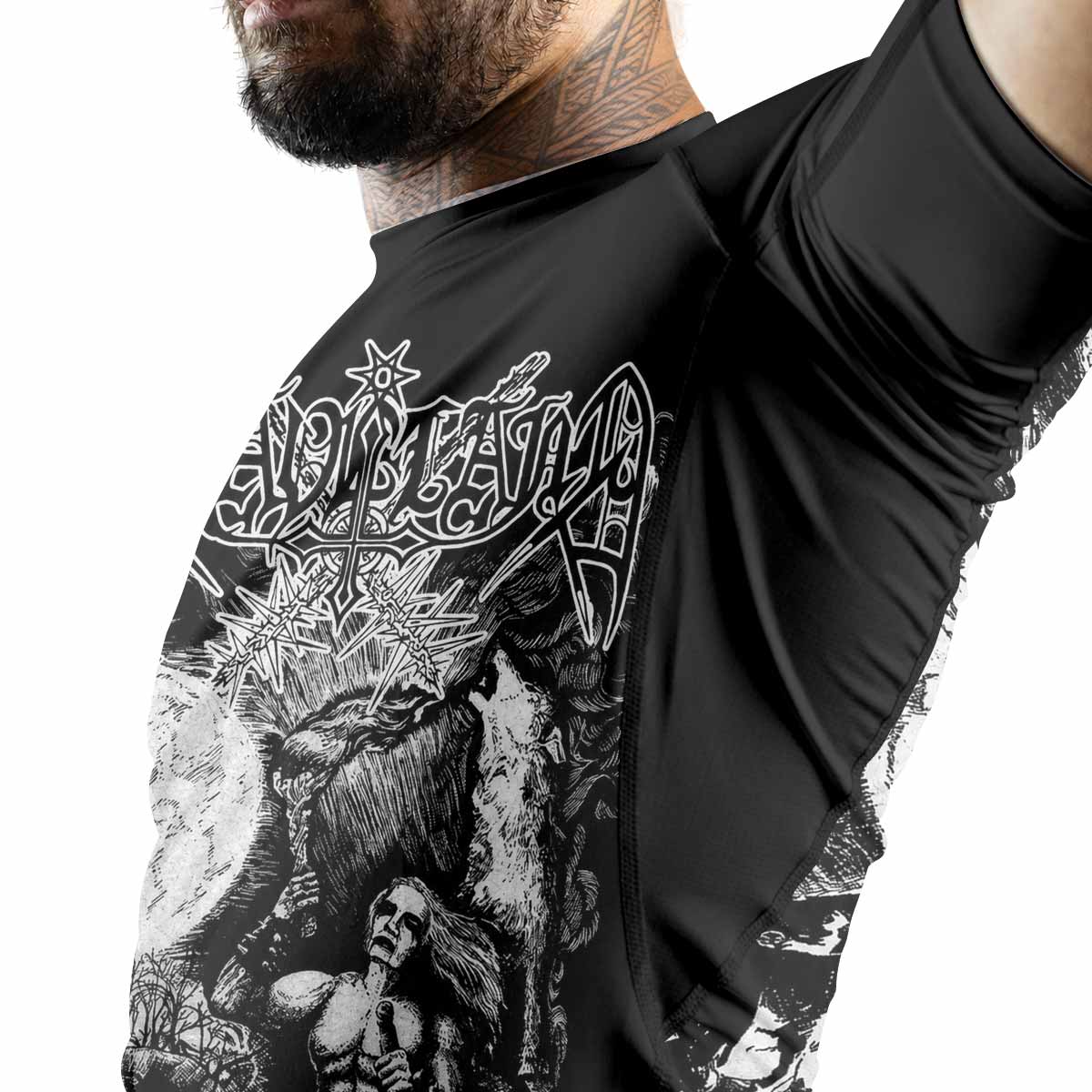 Graveland Carpathian Wolves Men's Premium Rash Guard Short Sleeve - lifestyle view