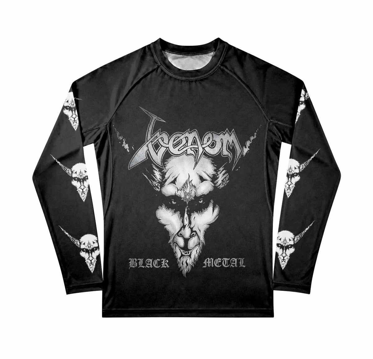 Venom Black Metal Goat Sigil Premium Rash Guard Long Sleeve - front view mockup