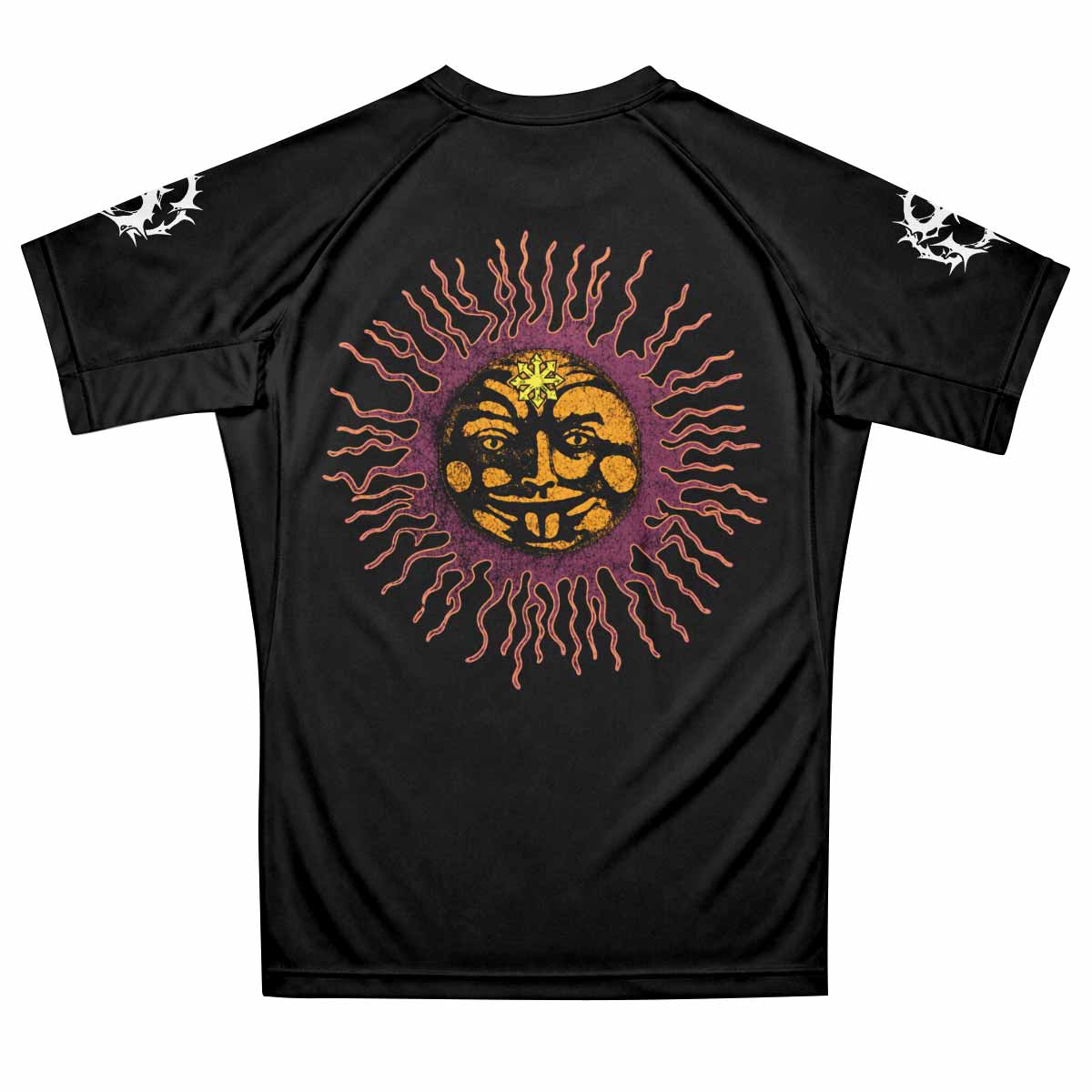 Tiamat Spiritual Sun Premium Rash Guard Short Sleeve - back view mockup