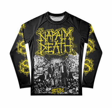 Napalm Death Scum Premium Rash Guard Long Sleeve - front view mockup