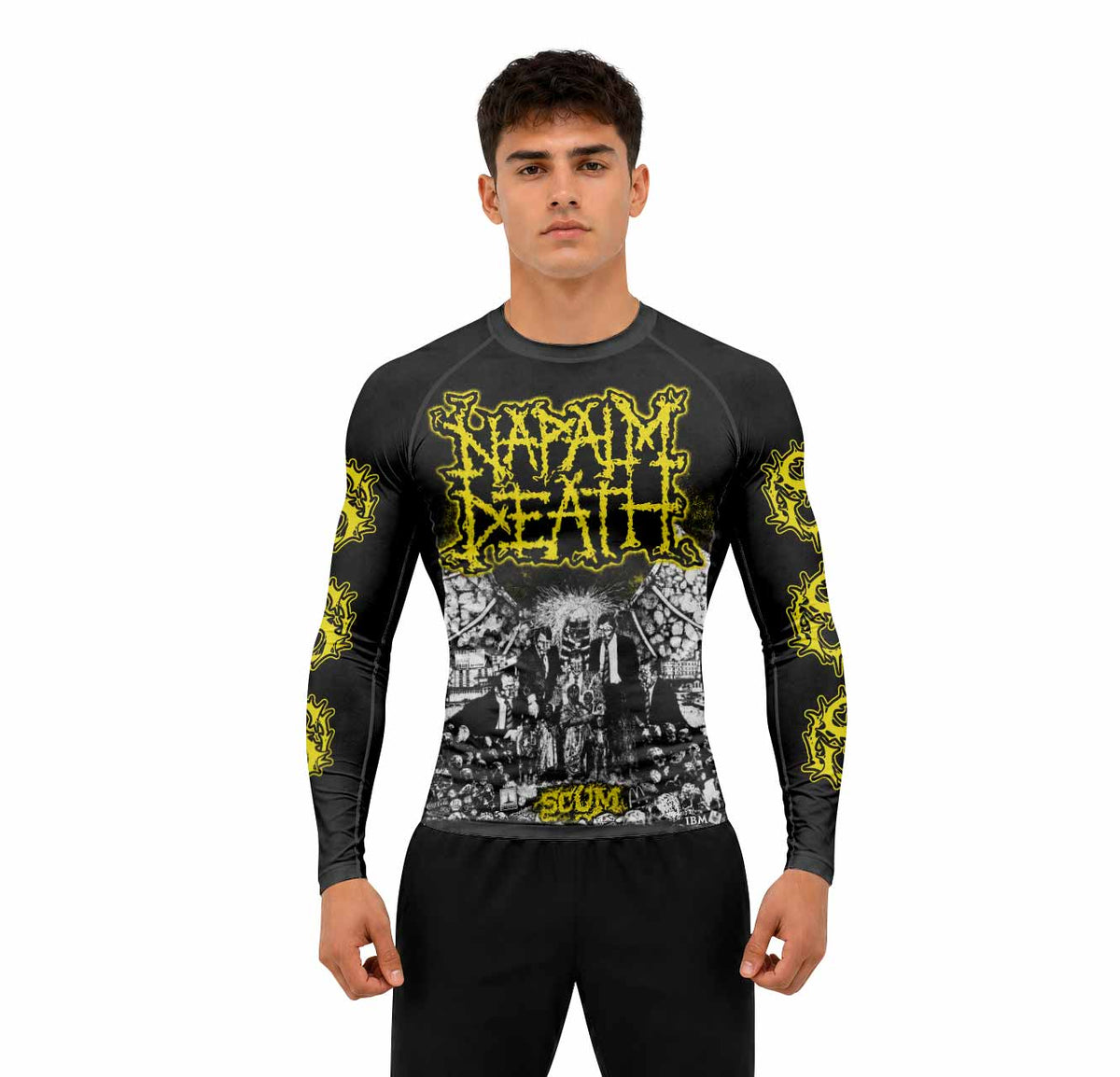 Napalm Death Scum Premium Rash Guard Long Sleeve - men lifestyle view