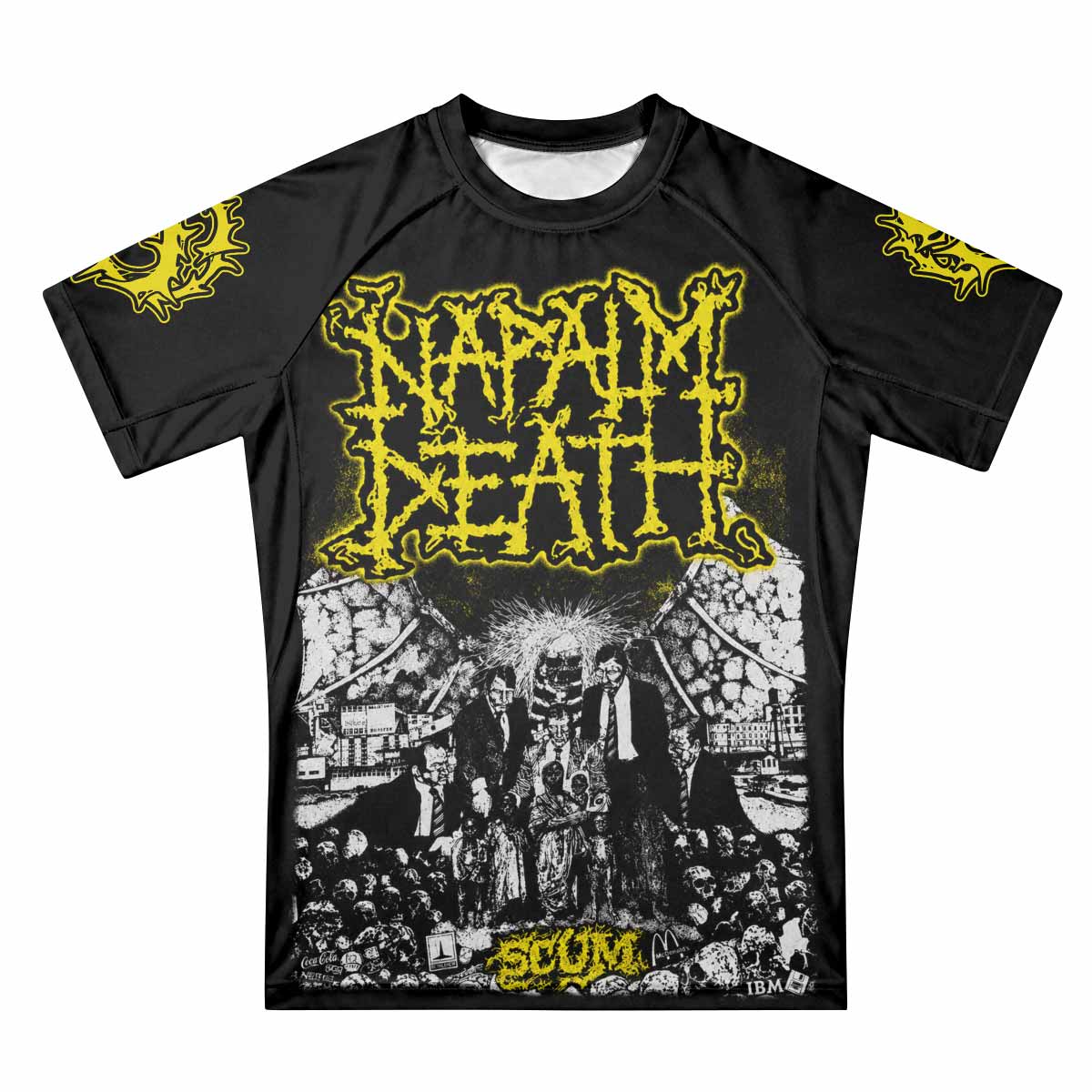 Napalm Death Scum Premium Rash Guard Short Sleeve - front view mockup