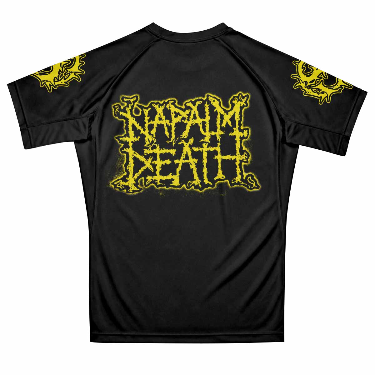 Napalm Death Scum Premium Rash Guard Short Sleeve - back view mockup