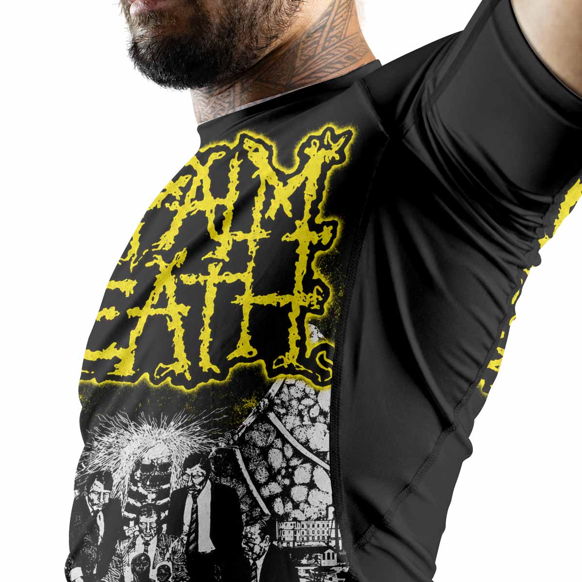 Napalm Death Scum Premium Rash Guard Short Sleeve - men lifestyle view