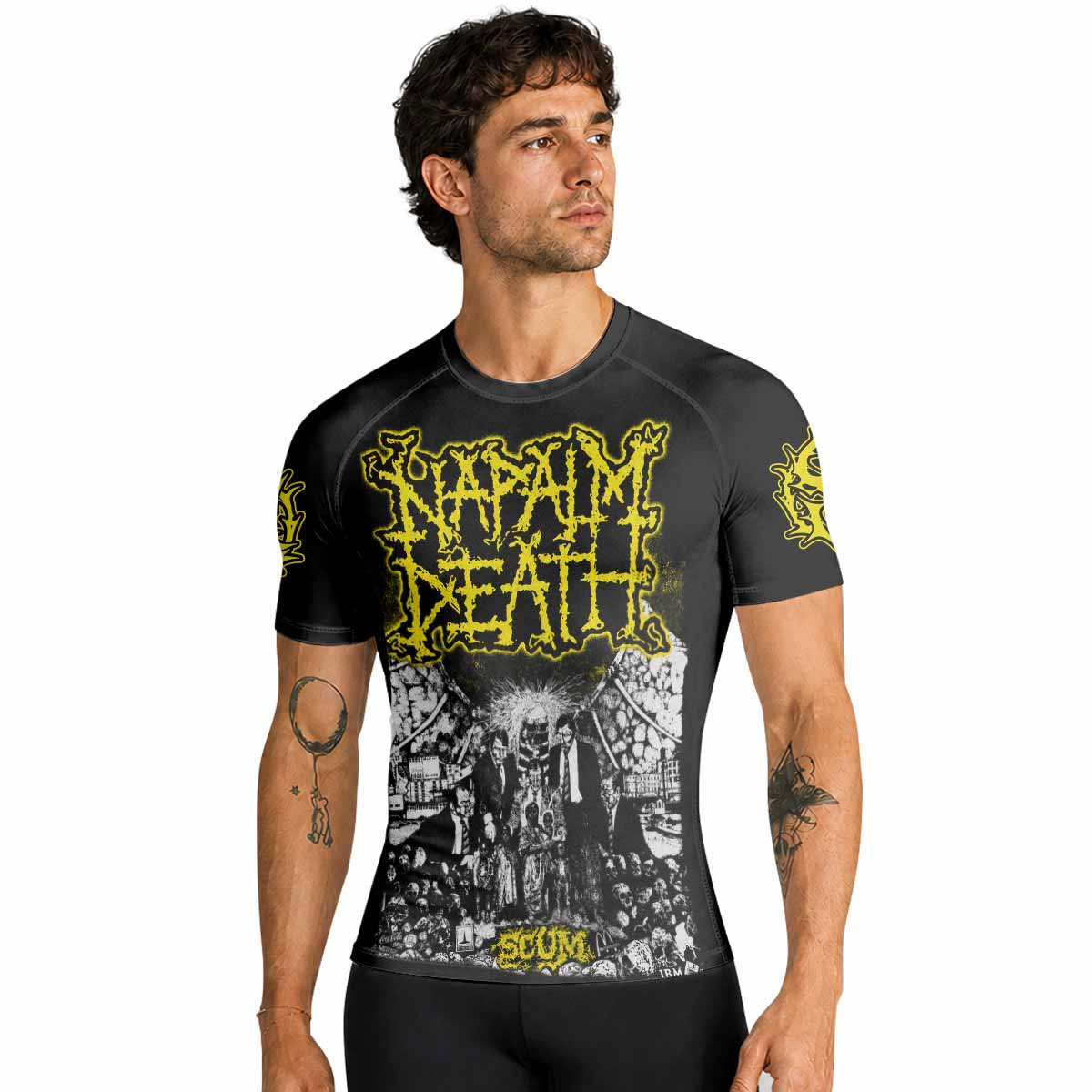 Napalm Death Scum Premium Rash Guard Short Sleeve - men lifestyle view