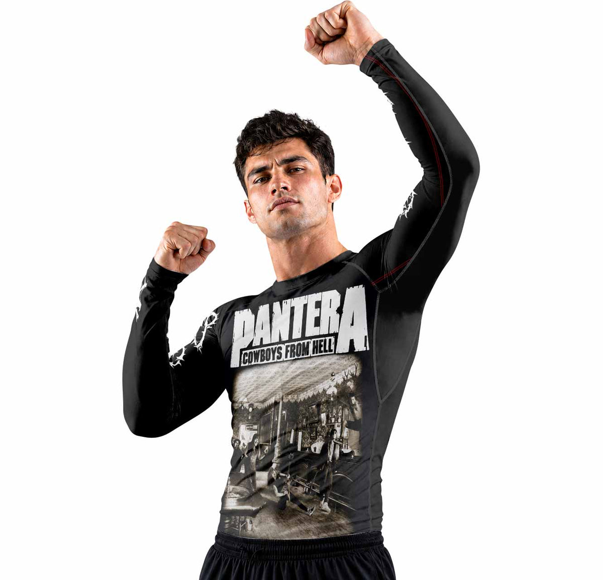 Cowboys from Hell Pantera Premium Rash Guard Long Sleeve - men lifestyle view