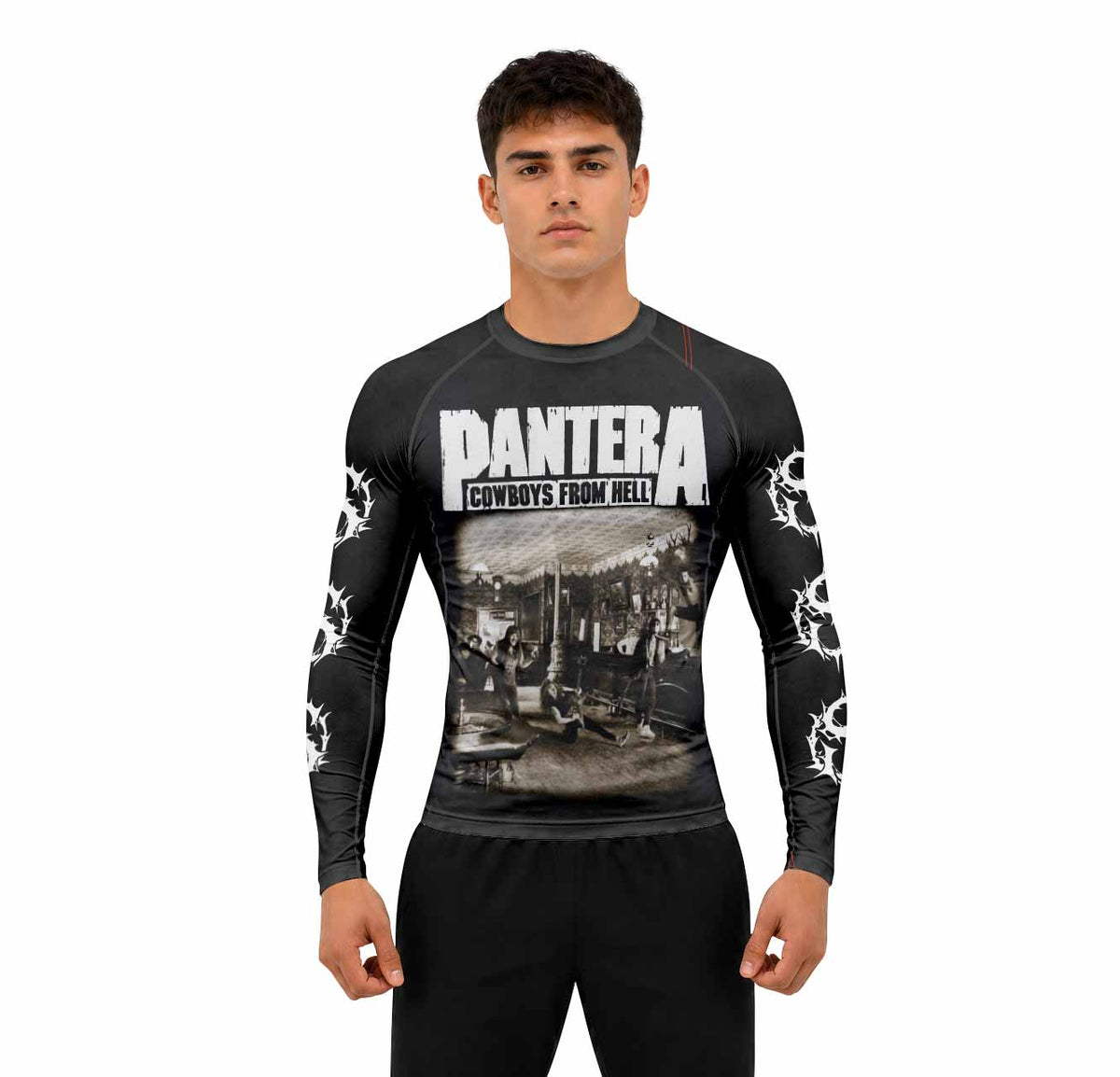 Cowboys from Hell Pantera Premium Rash Guard Long Sleeve - men lifestyle view