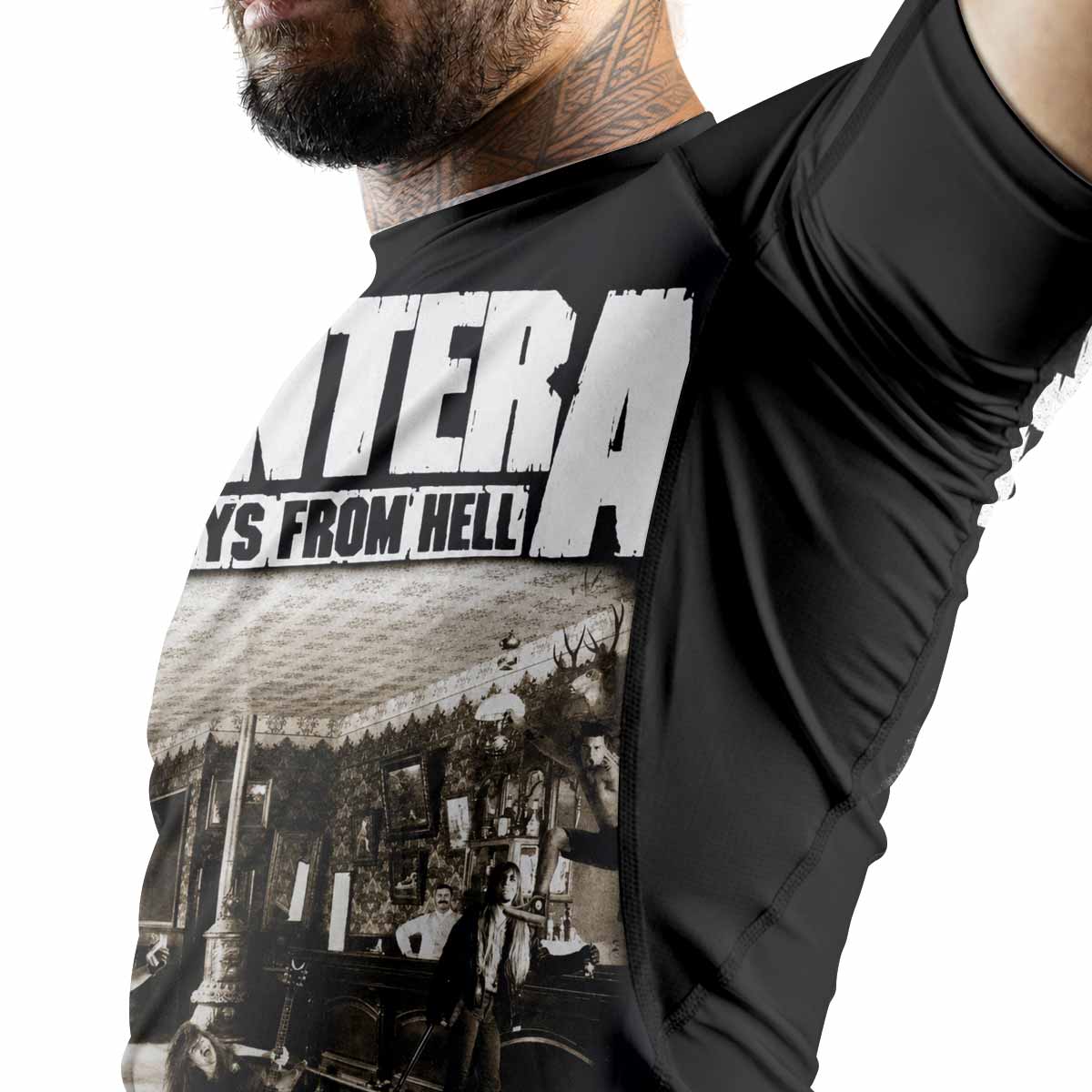 Cowboys from Hell Pantera Premium Rash Guard Short Sleeve - men lifestyle view