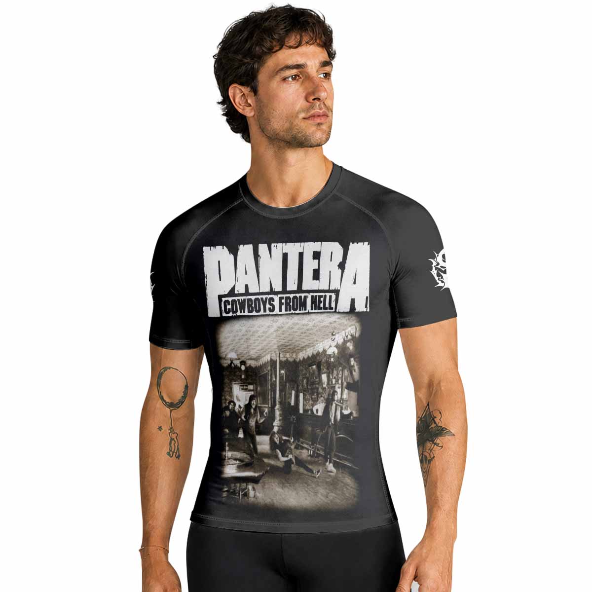 Cowboys from Hell Pantera Premium Rash Guard Short Sleeve - men lifestyle view