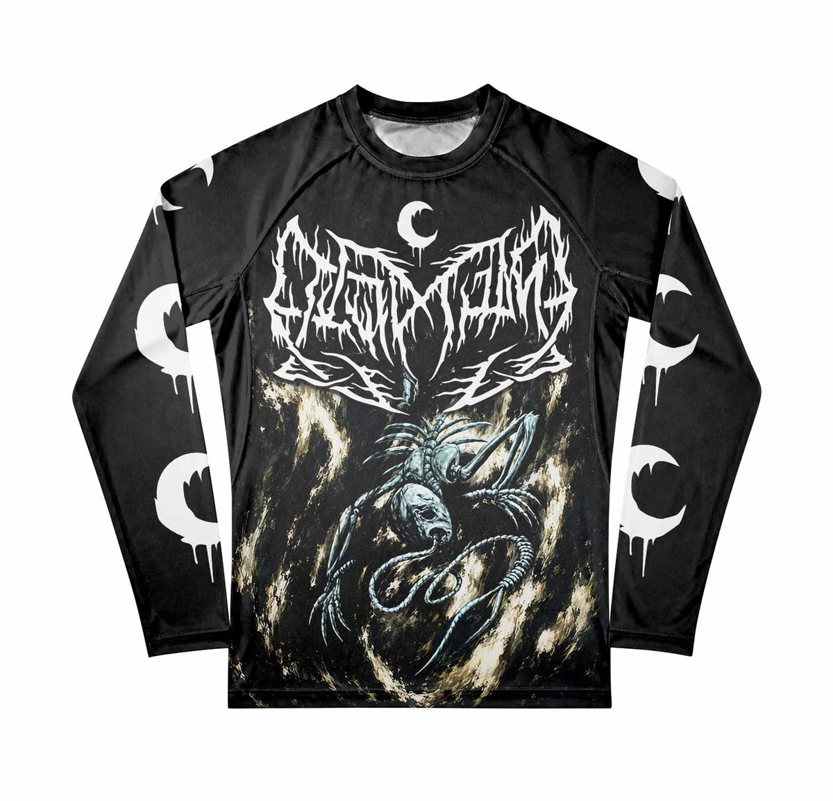 Leviathan A Silhouette in Splinters Premium Rash Guard Long Sleeve - front view mockup